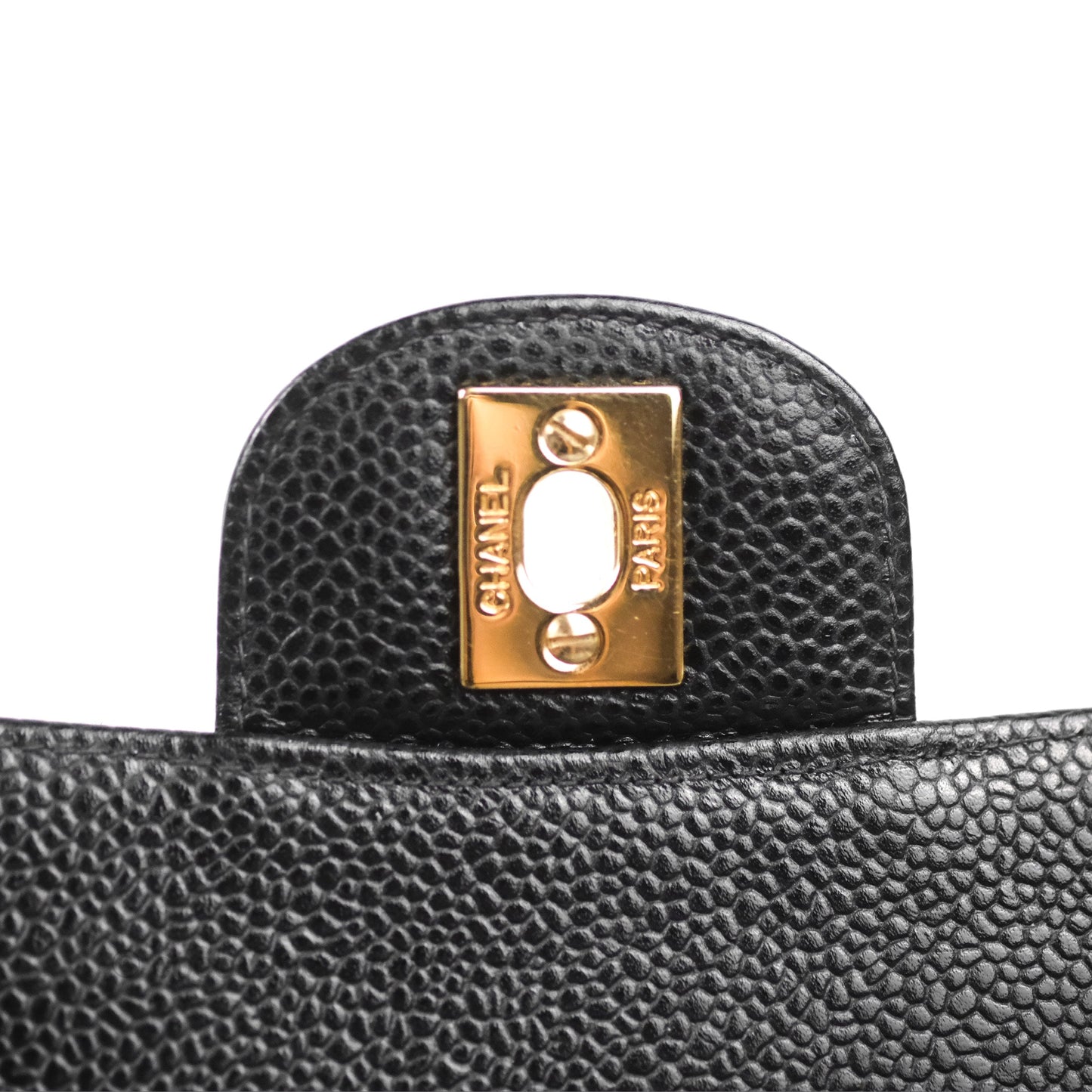 Chanel Vintage Classic M/L Medium Double Flap Black Caviar 24K Gold Hardware