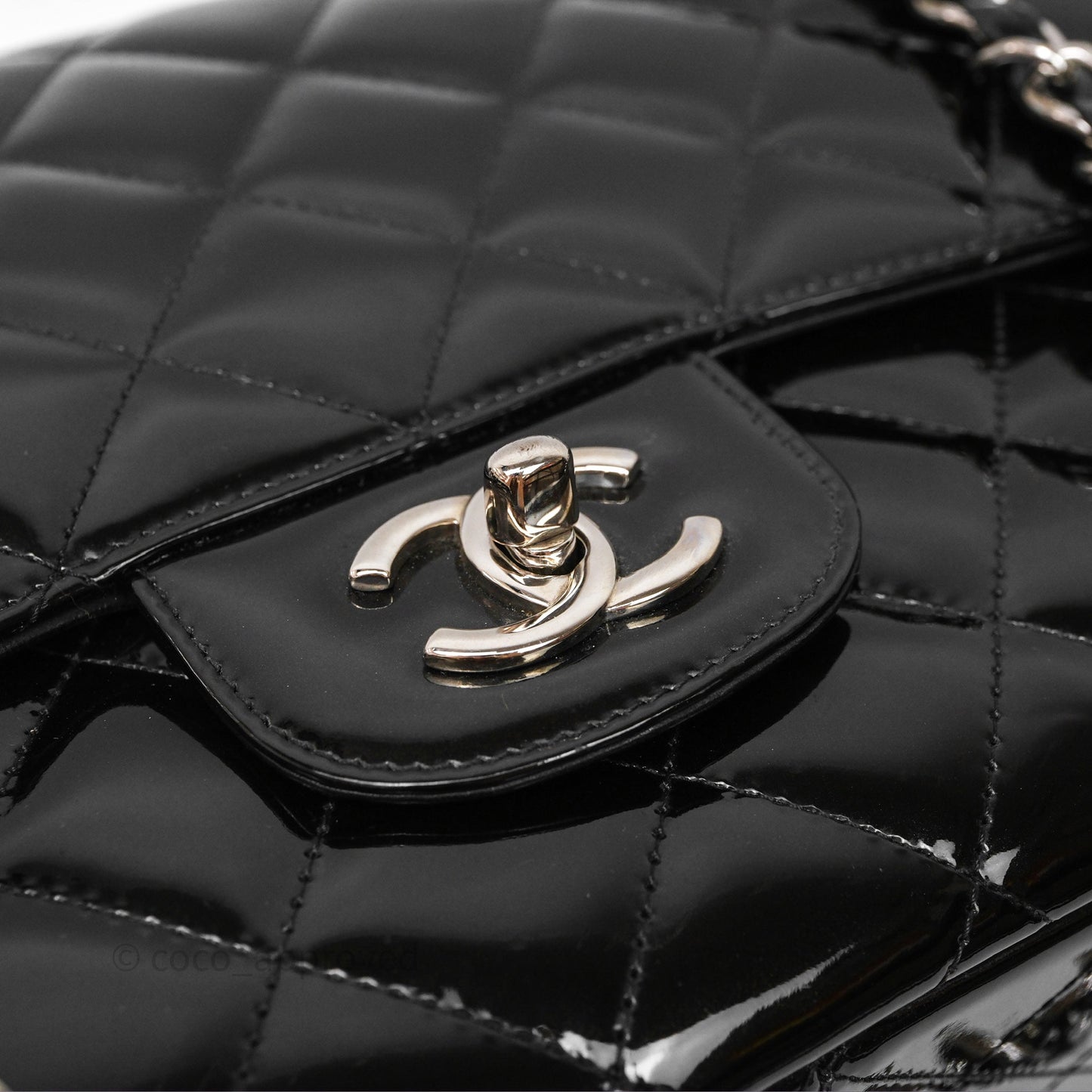 Chanel Jumbo Single Flap Black Patent Silver Hardware⁣⁣