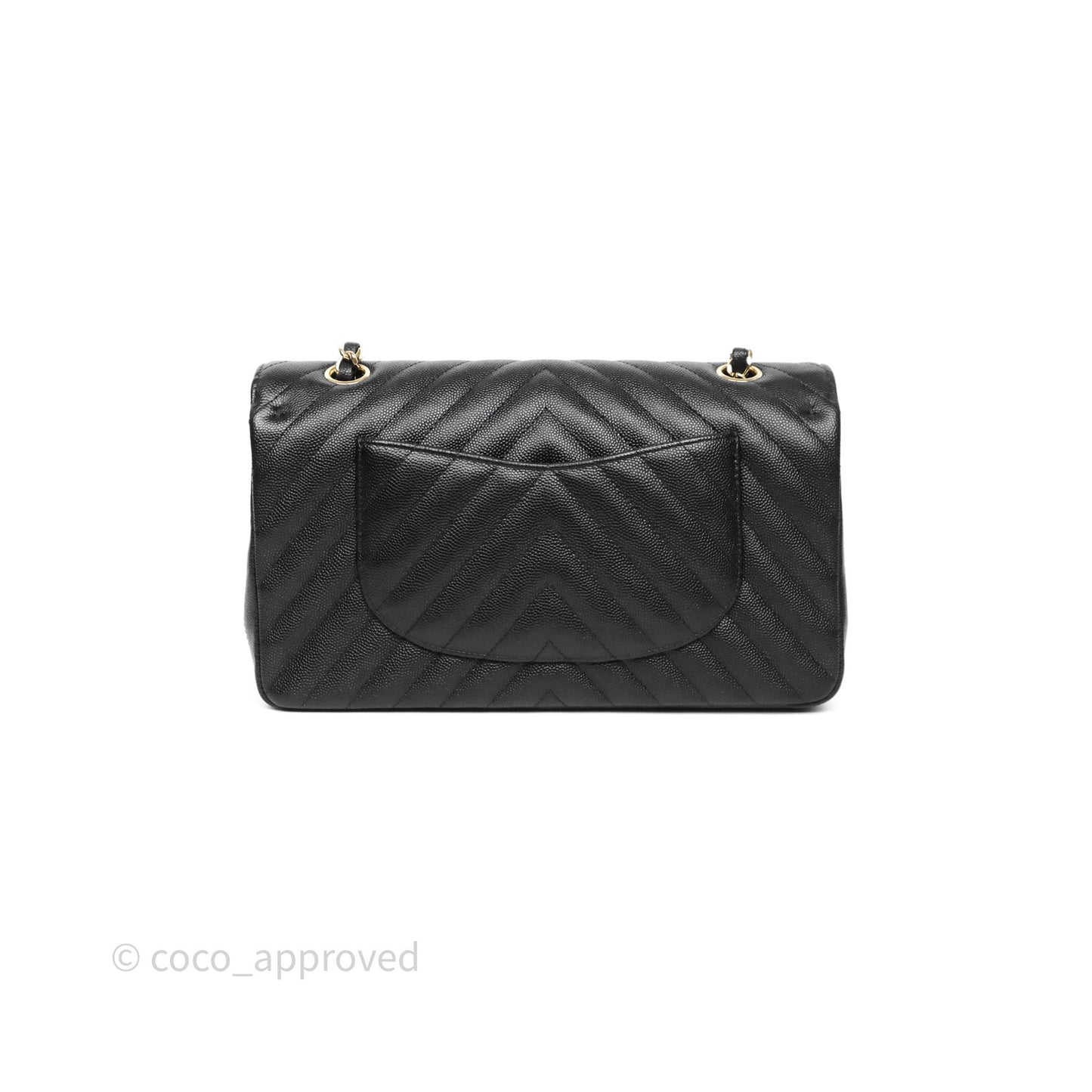 Chanel Classic M/L Medium Flap Chevron Black Caviar Gold Hardware