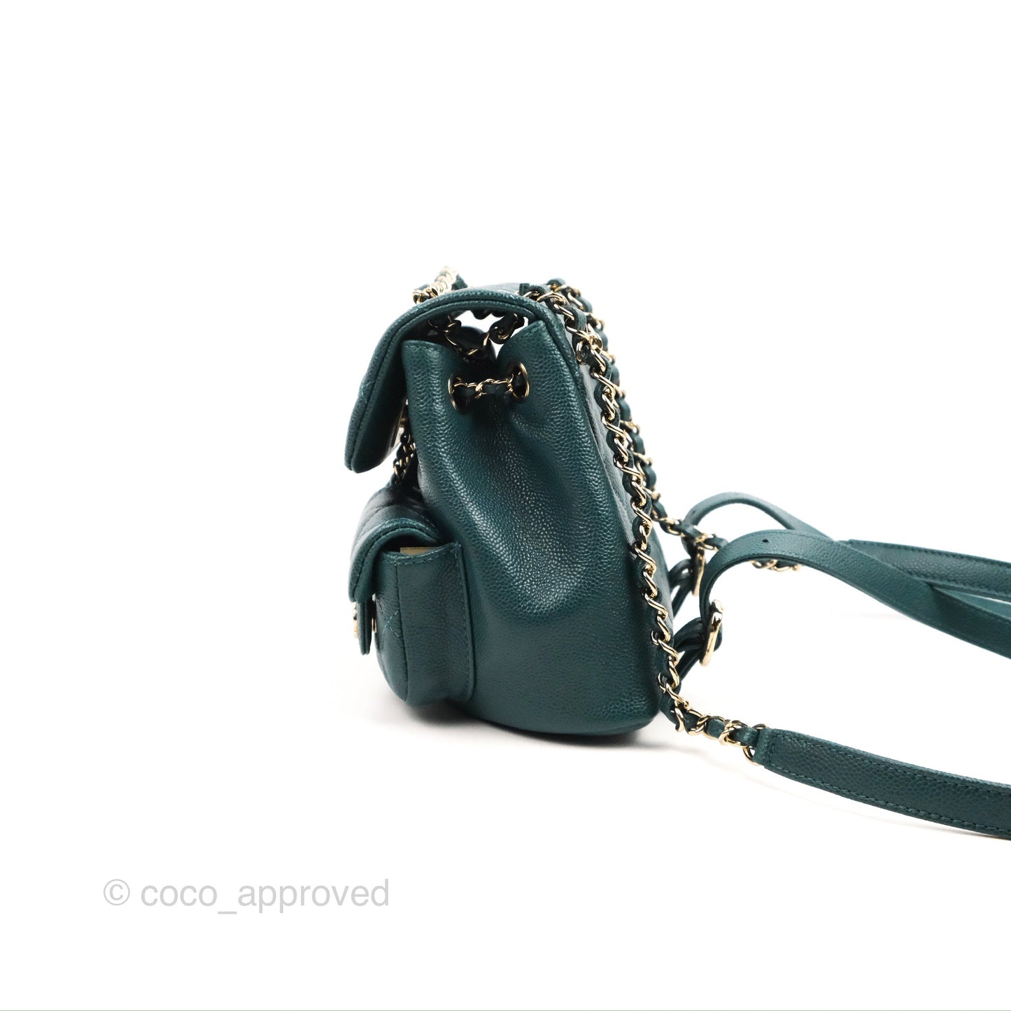 Chanel Duma Backpack Small Green Caviar Gold Hardware 23P