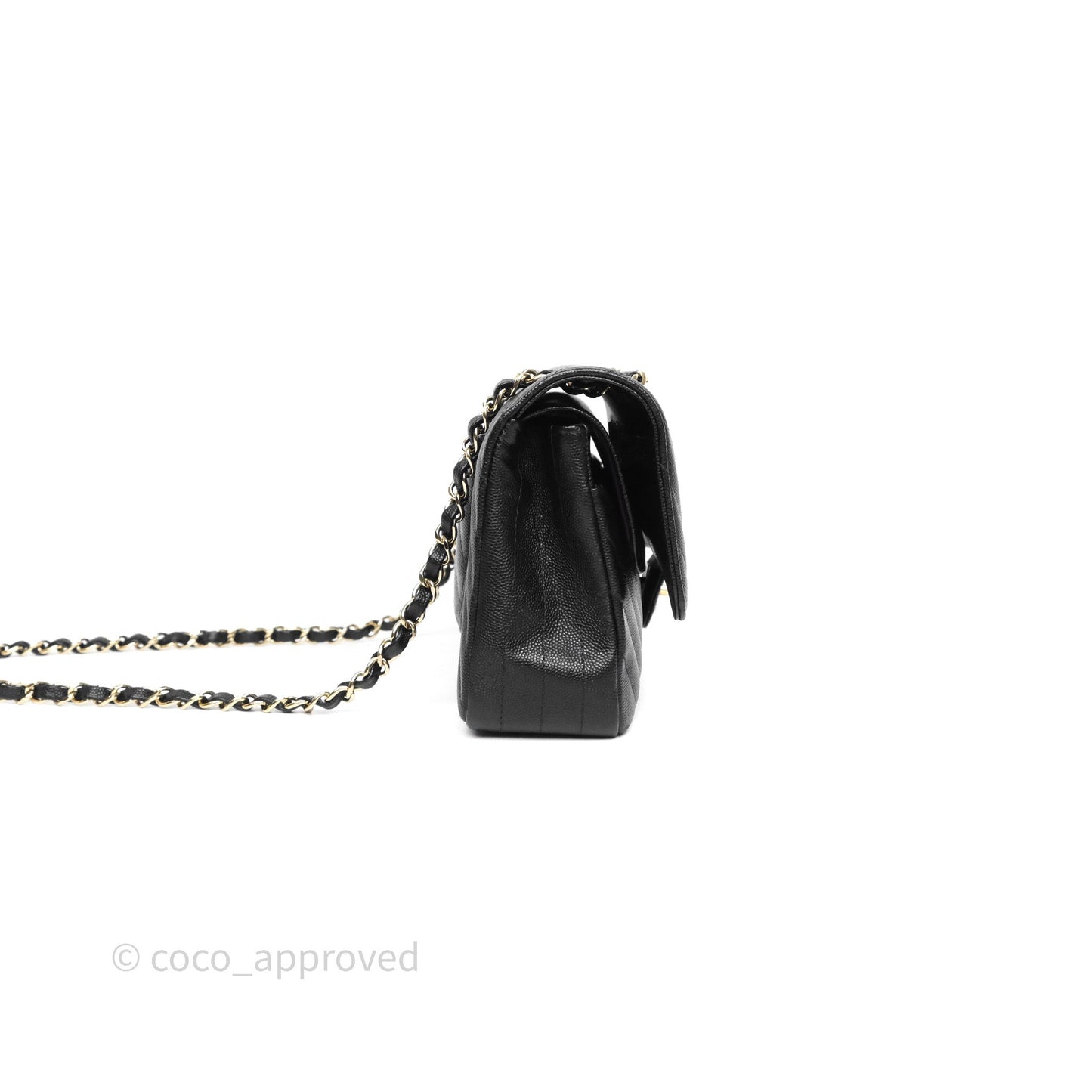 Chanel Classic M/L Medium Flap Chevron Black Caviar Gold Hardware
