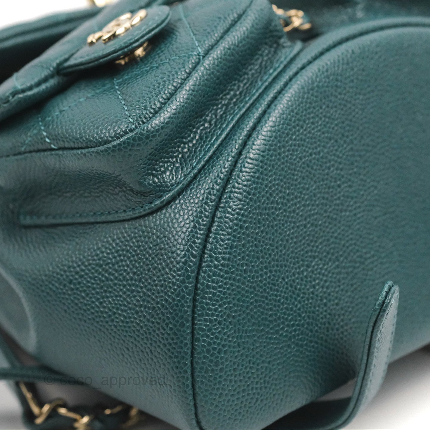 Chanel Duma Backpack Small Green Caviar Gold Hardware 23P