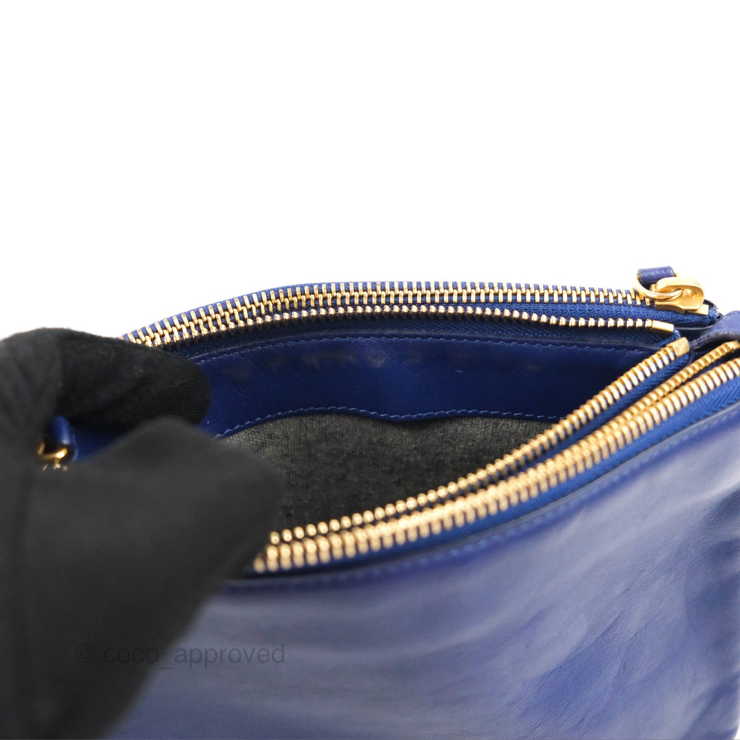 Celine Small Trio Crossbody Bag Dark Blue Lambskin Gold Hardware