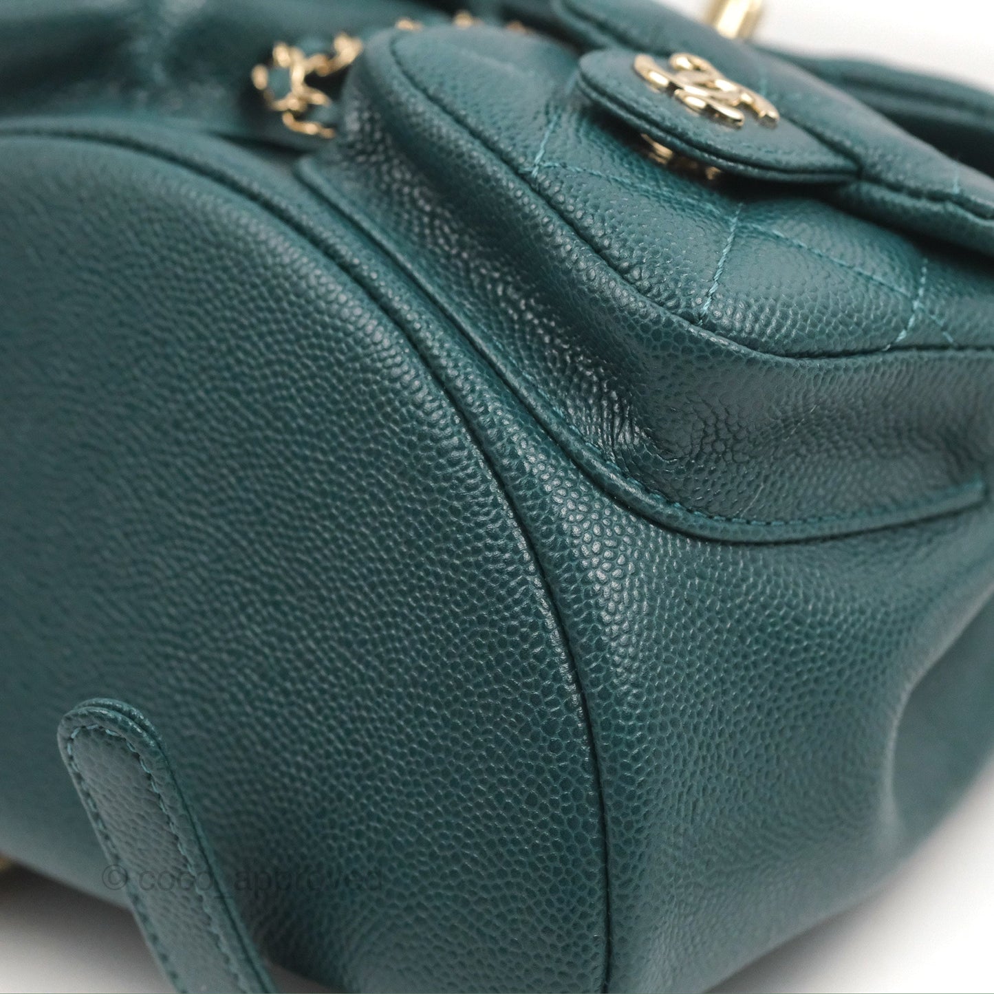 Chanel Duma Backpack Small Green Caviar Gold Hardware 23P