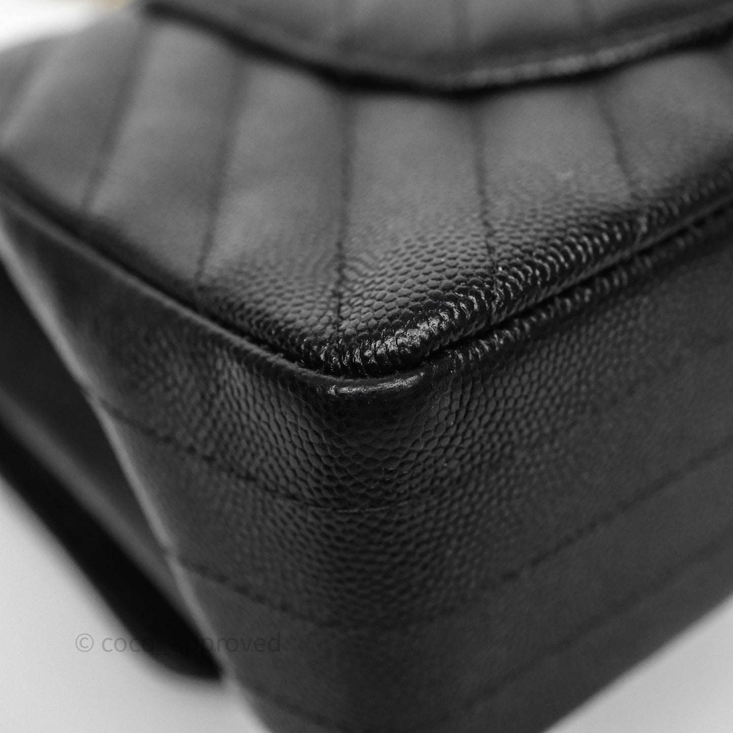 Chanel Classic M/L Medium Flap Chevron Black Caviar Gold Hardware