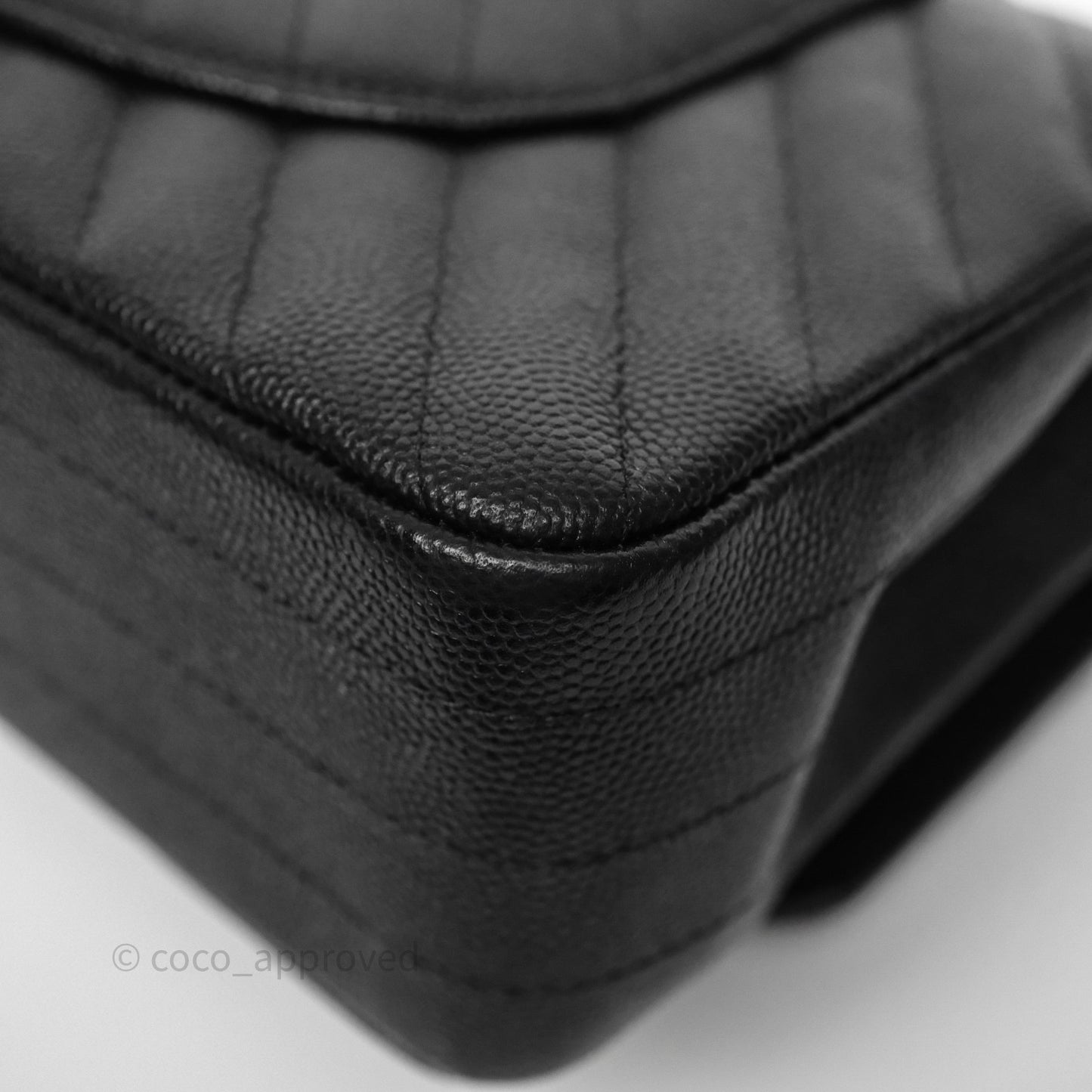Chanel Classic M/L Medium Flap Chevron Black Caviar Gold Hardware