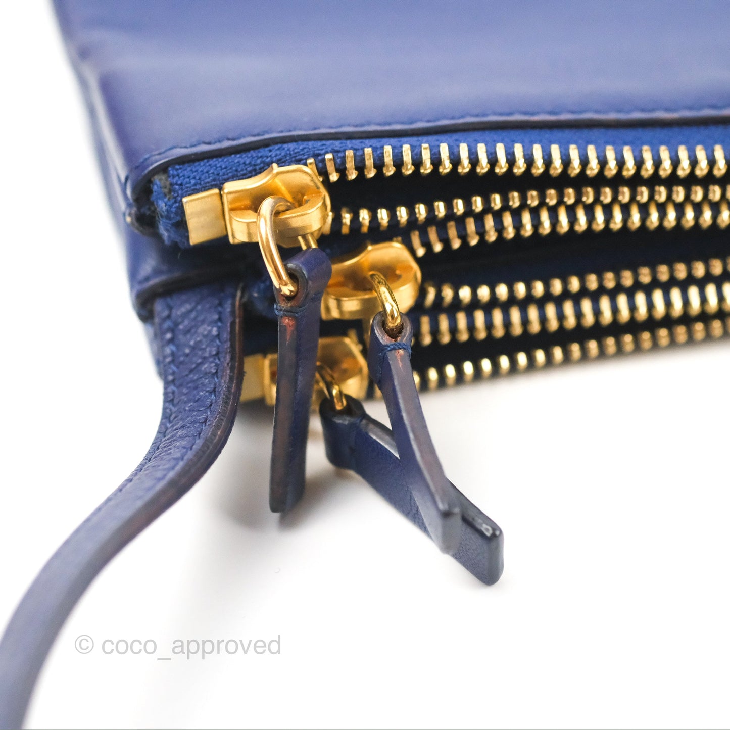 Celine Small Trio Crossbody Bag Dark Blue Lambskin Gold Hardware