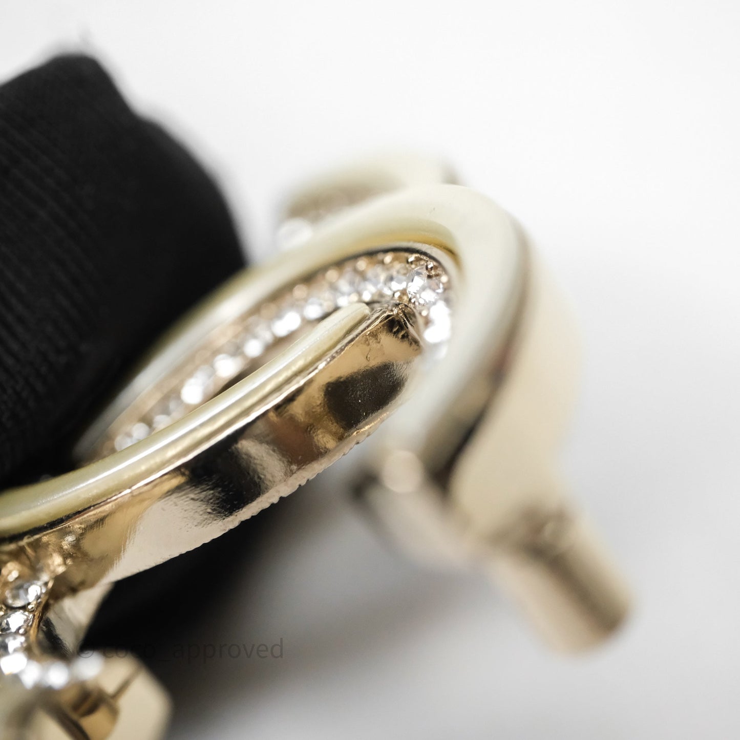 Chanel Crystal White Resin Brooch Gold Tone 21B