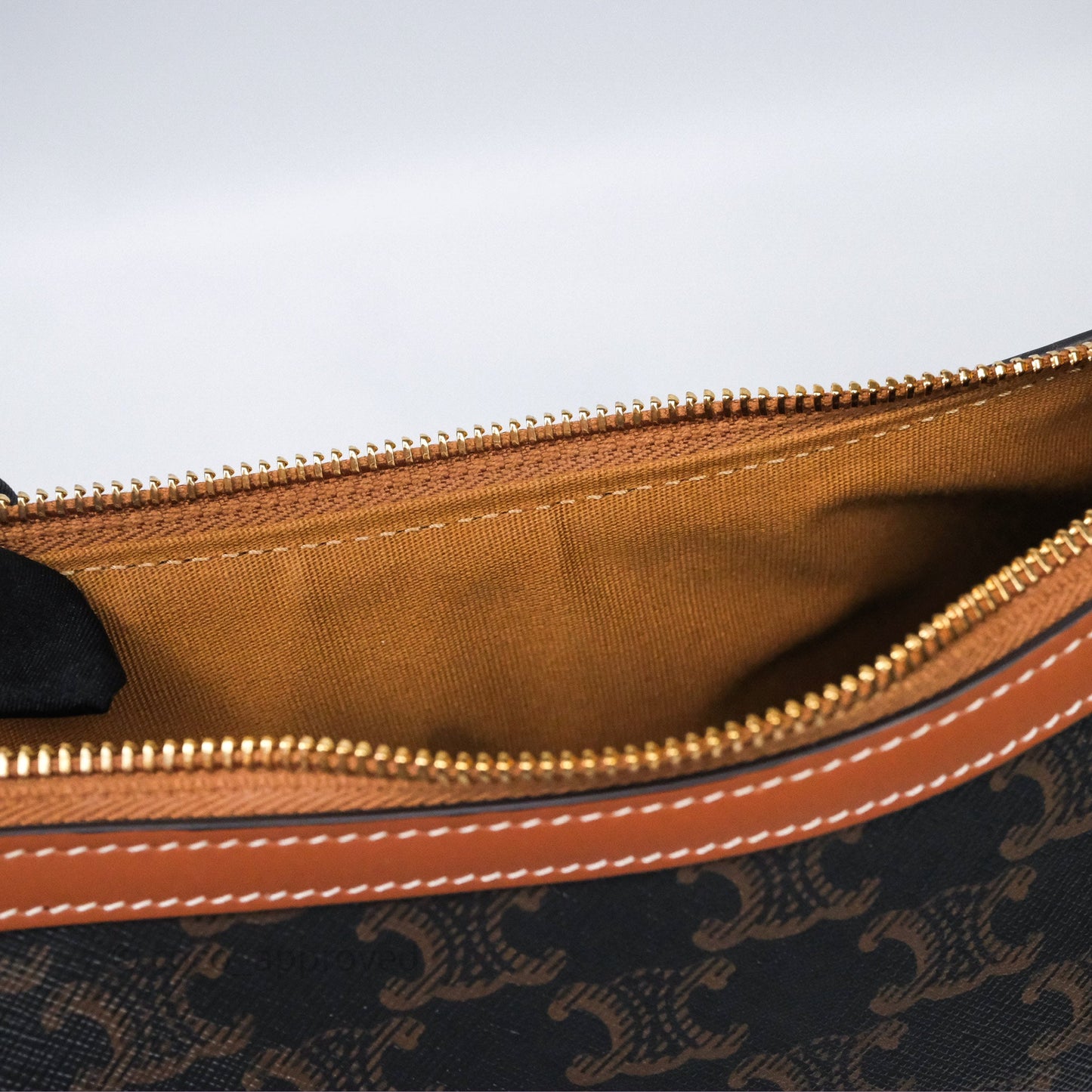 Celine Medium Heloise Bag In Triomphe Canvas Calfskin Tan
