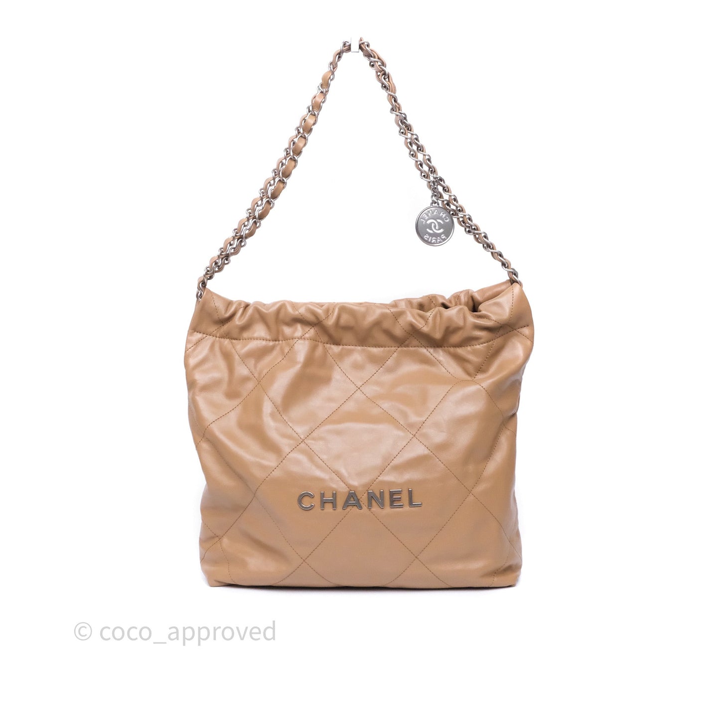Chanel 22 Small Brown Shiny Calfskin Silver Hardware