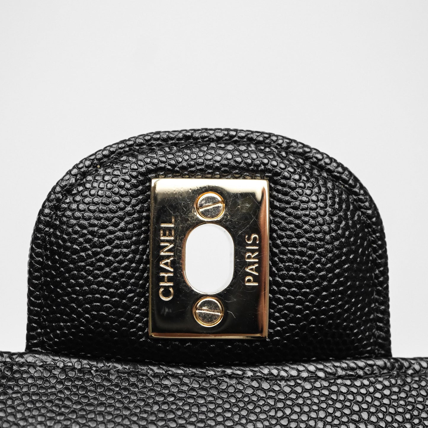 Chanel Classic M/L Medium Flap Chevron Black Caviar Gold Hardware