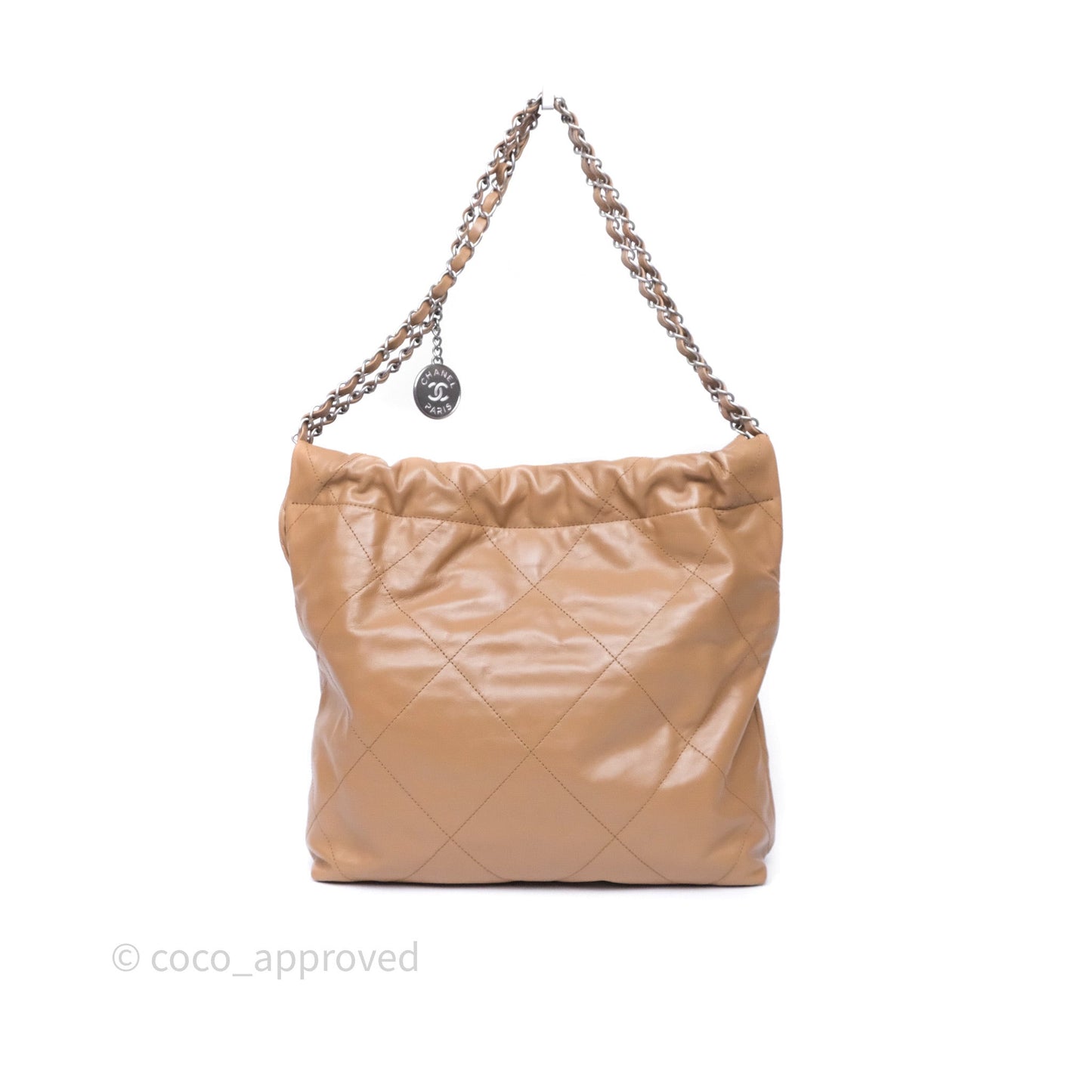 Chanel 22 Small Brown Shiny Calfskin Silver Hardware