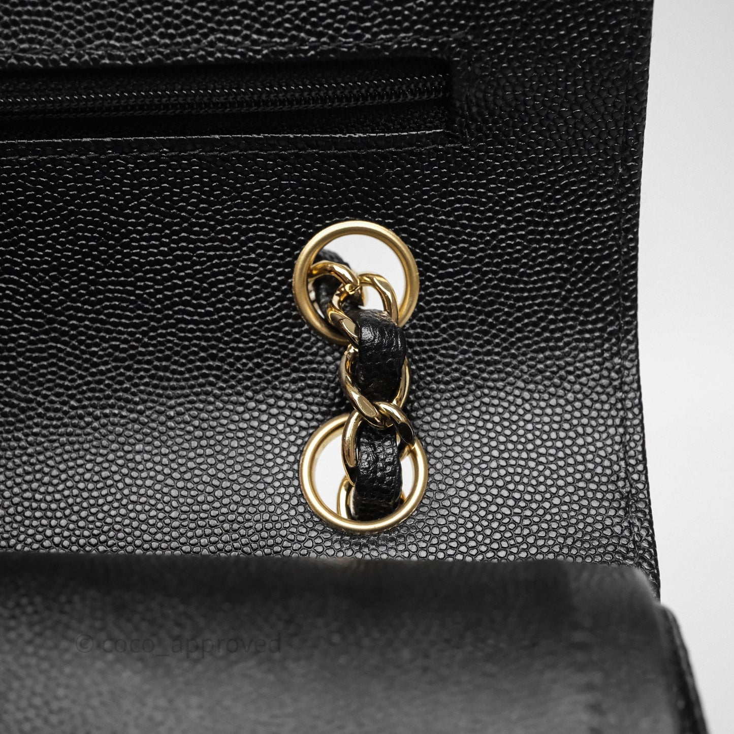 Chanel Classic M/L Medium Flap Chevron Black Caviar Gold Hardware