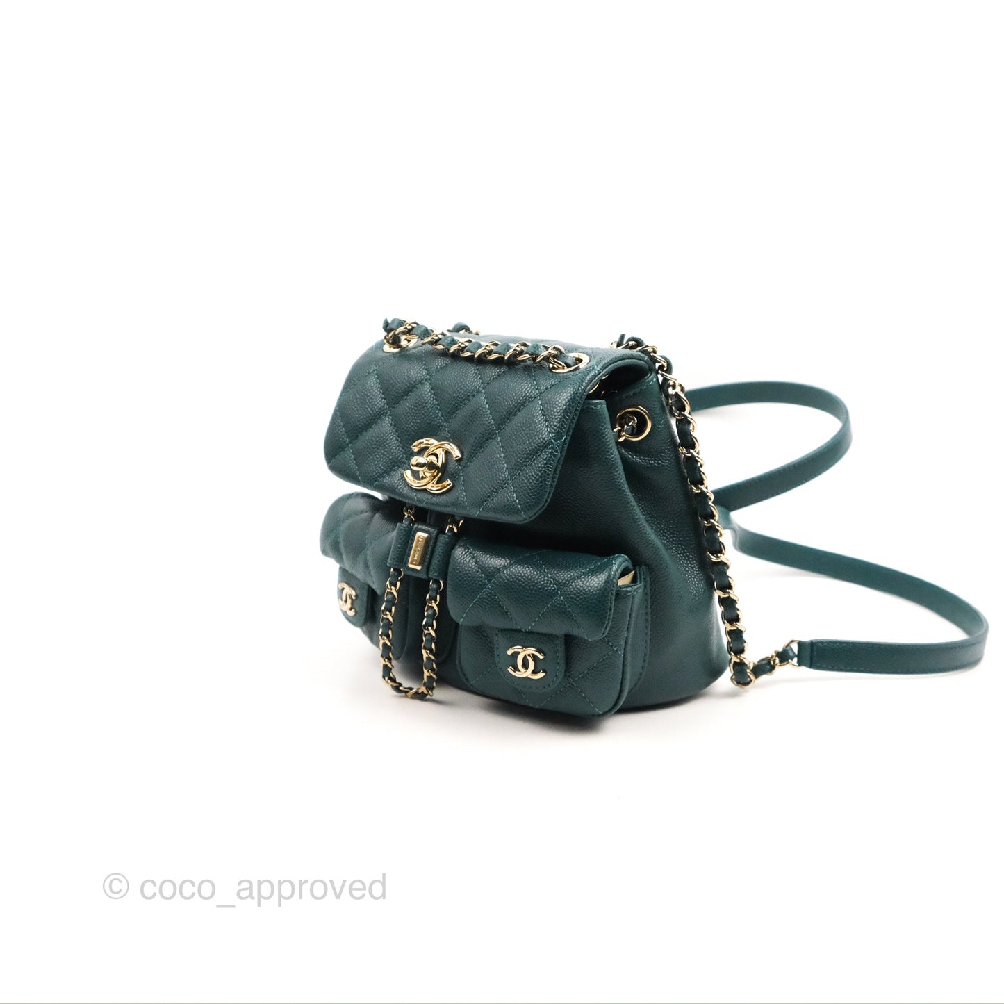 Chanel Duma Backpack Small Green Caviar Gold Hardware 23P