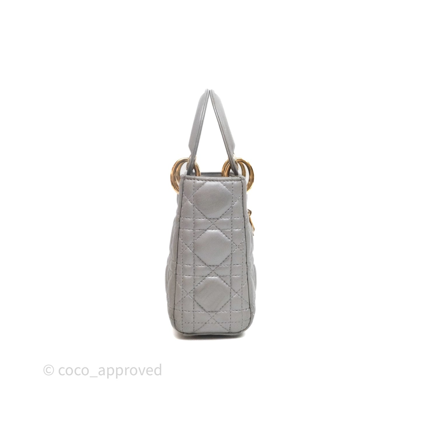 Christian Dior Mini Lady Dior Iridescent Grey Lambskin Cannage Gold Hardware