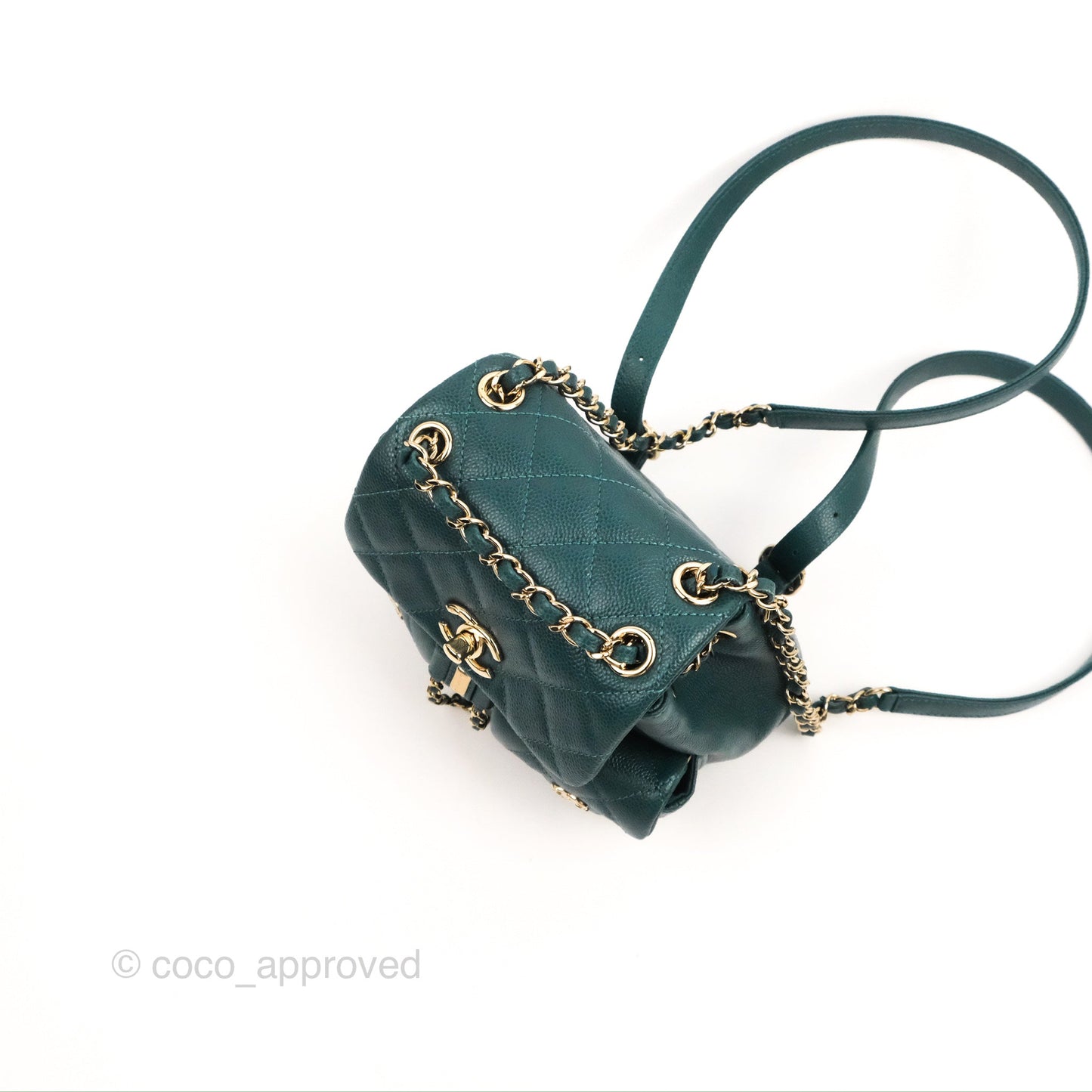 Chanel Duma Backpack Small Green Caviar Gold Hardware 23P