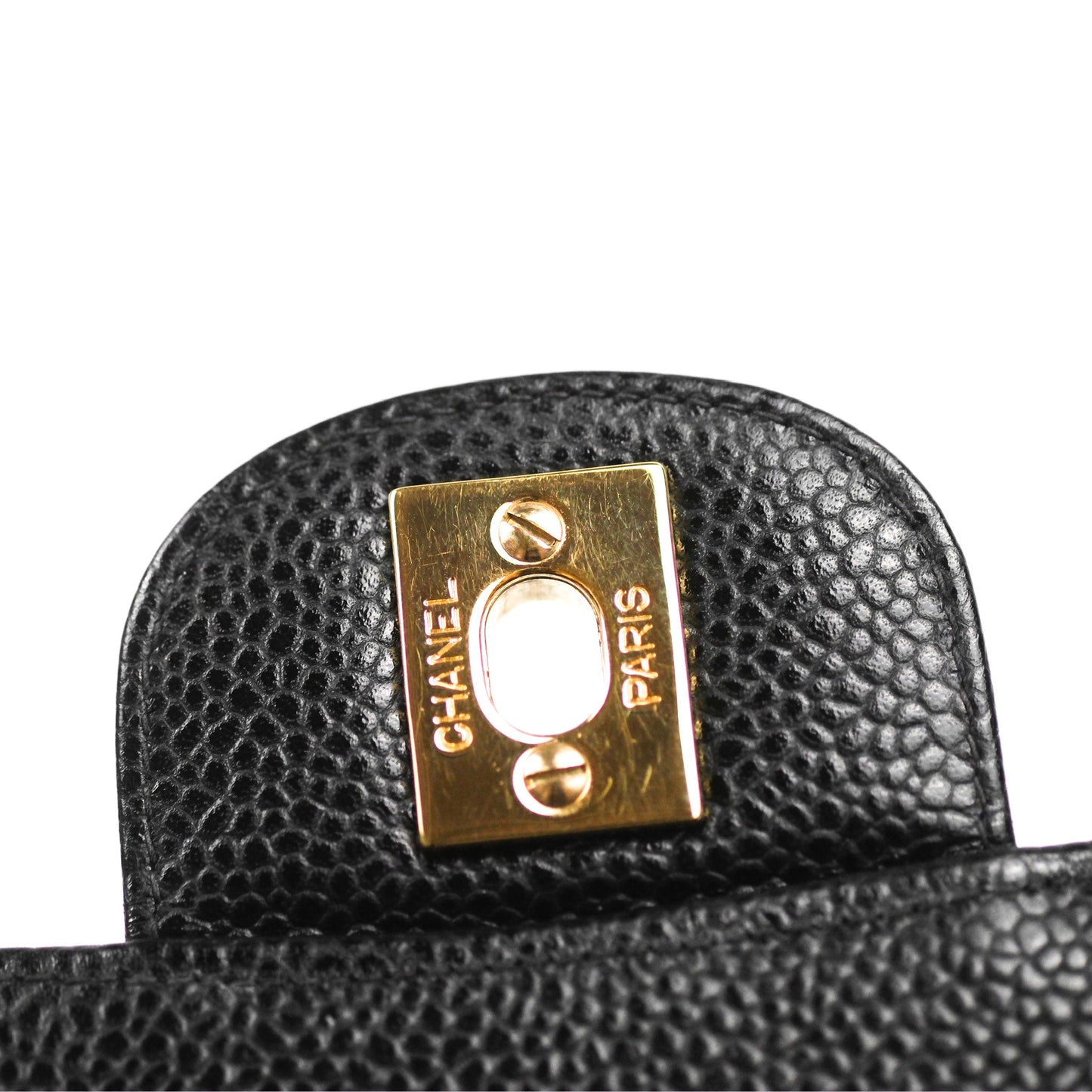 Chanel Vintage Classic M/L Medium Double Flap Black Caviar 24K Gold Hardware