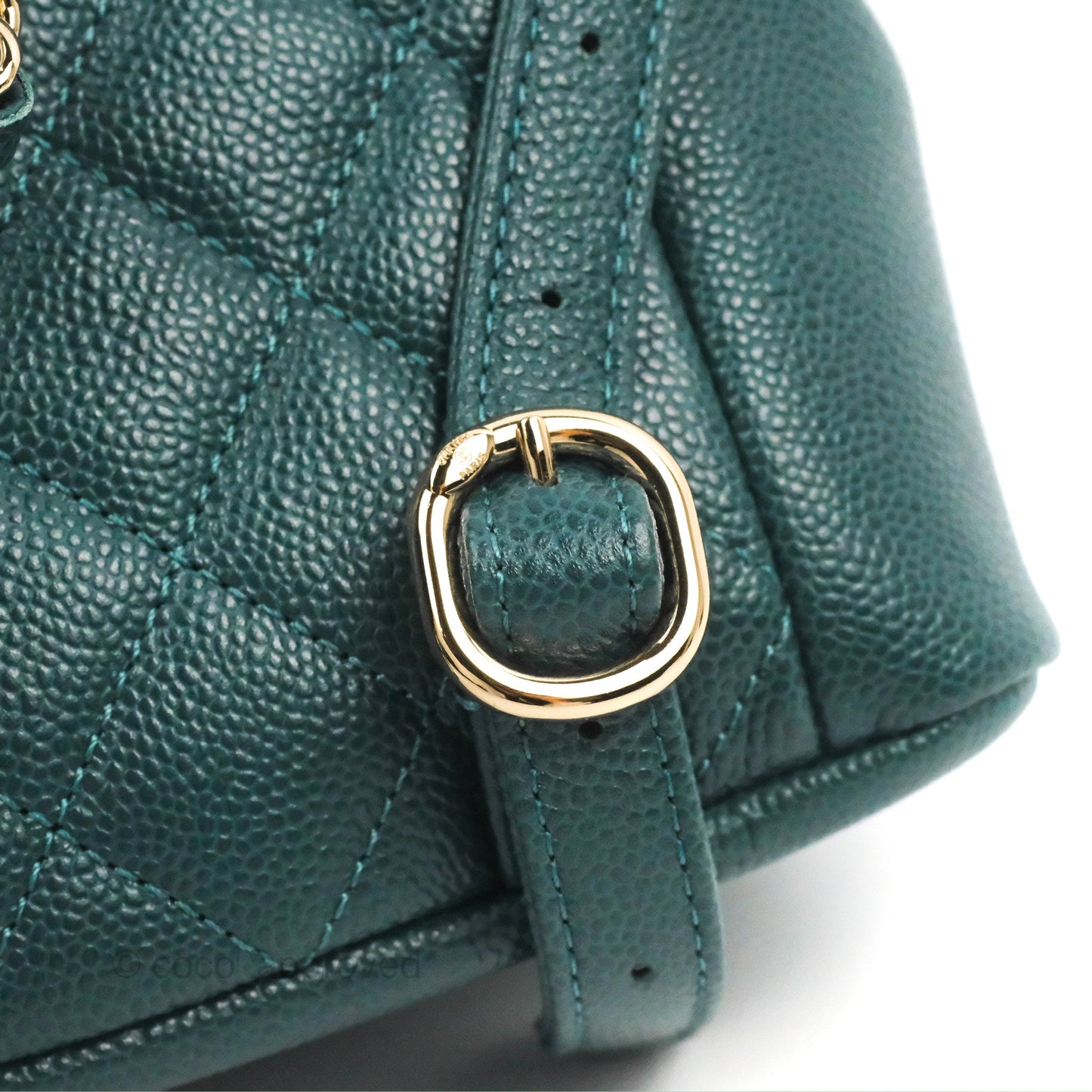 Chanel Duma Backpack Small Green Caviar Gold Hardware 23P