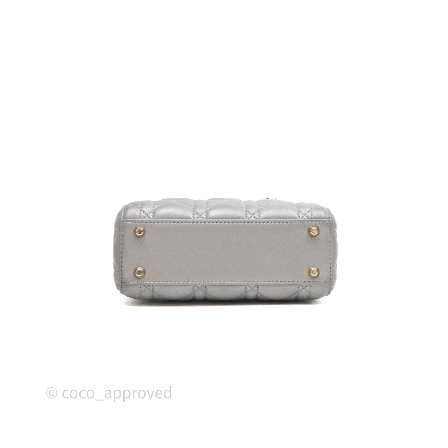 Christian Dior Mini Lady Dior Iridescent Grey Lambskin Cannage Gold Hardware