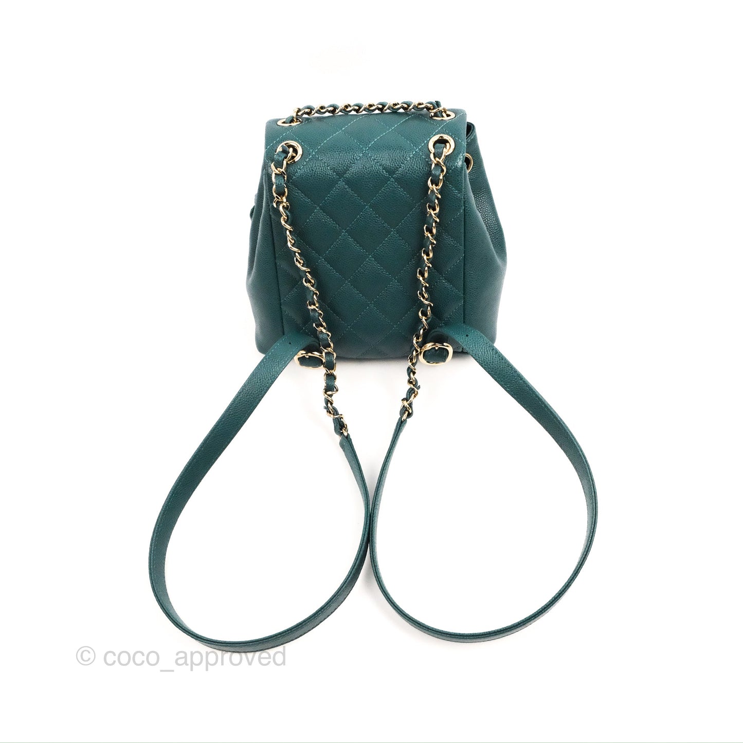 Chanel Duma Backpack Small Green Caviar Gold Hardware 23P