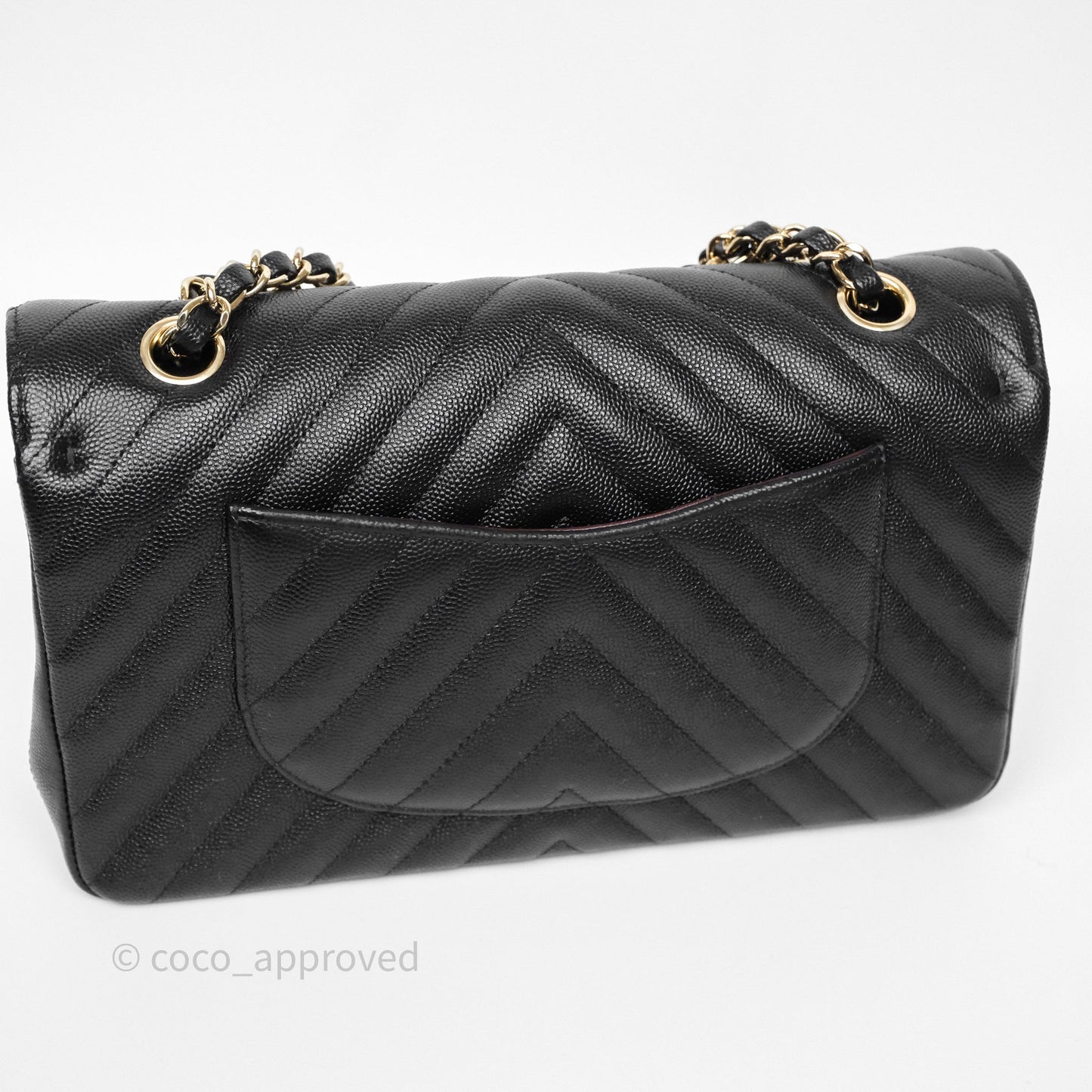 Chanel Classic M/L Medium Flap Chevron Black Caviar Gold Hardware