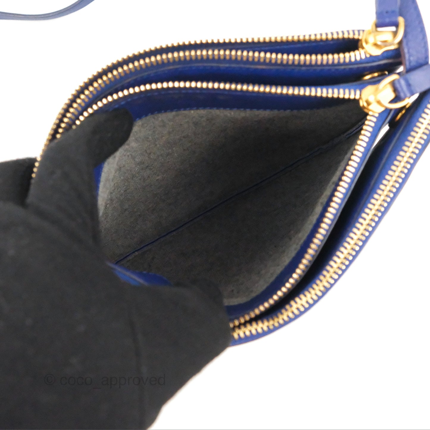 Celine Small Trio Crossbody Bag Dark Blue Lambskin Gold Hardware