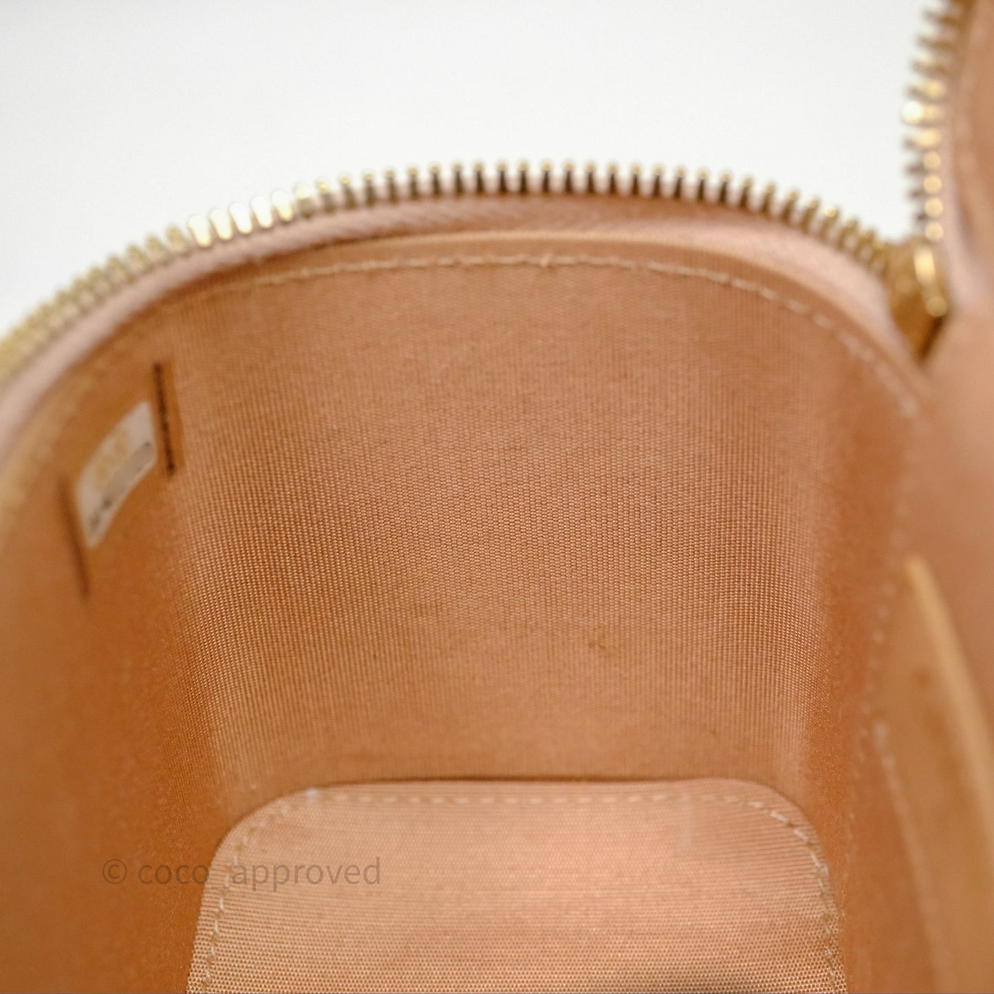 Chanel Mini Top Handle Vanity With Chain Beige Lambskin Aged Gold Hardware