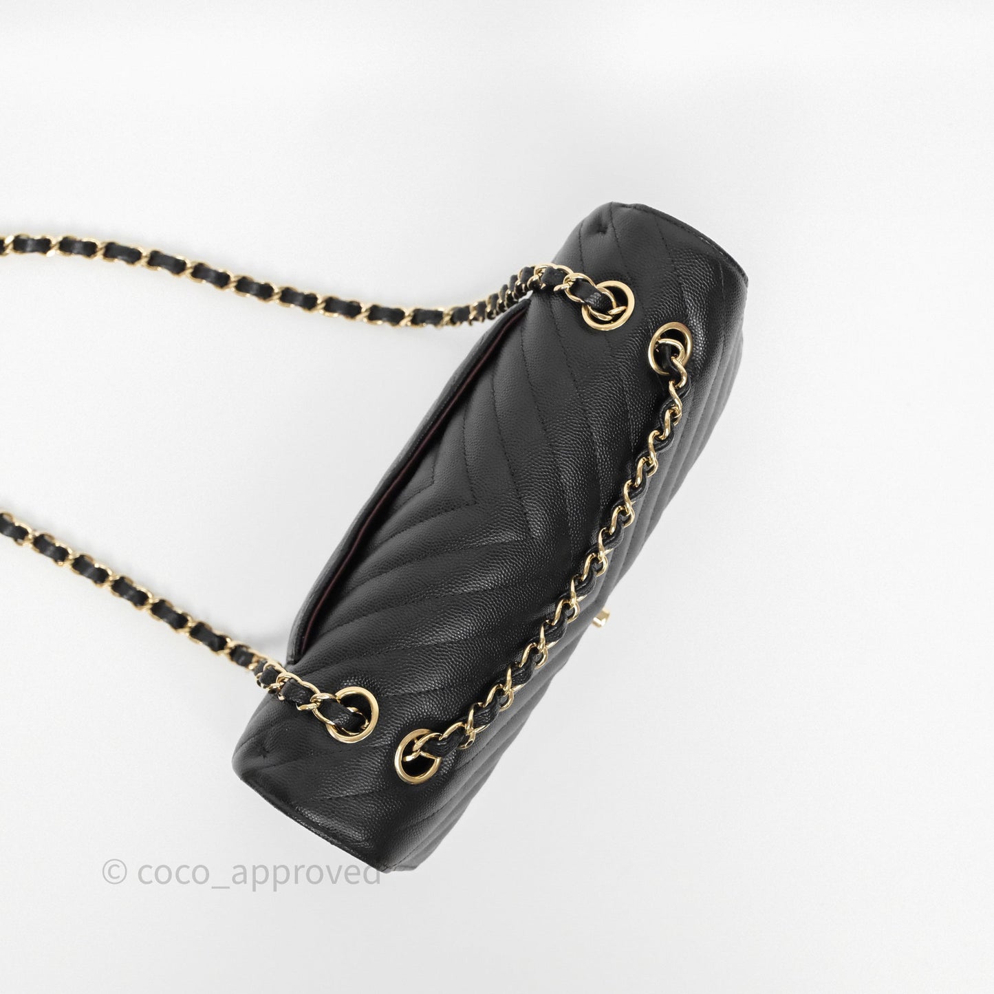 Chanel Classic M/L Medium Flap Chevron Black Caviar Gold Hardware