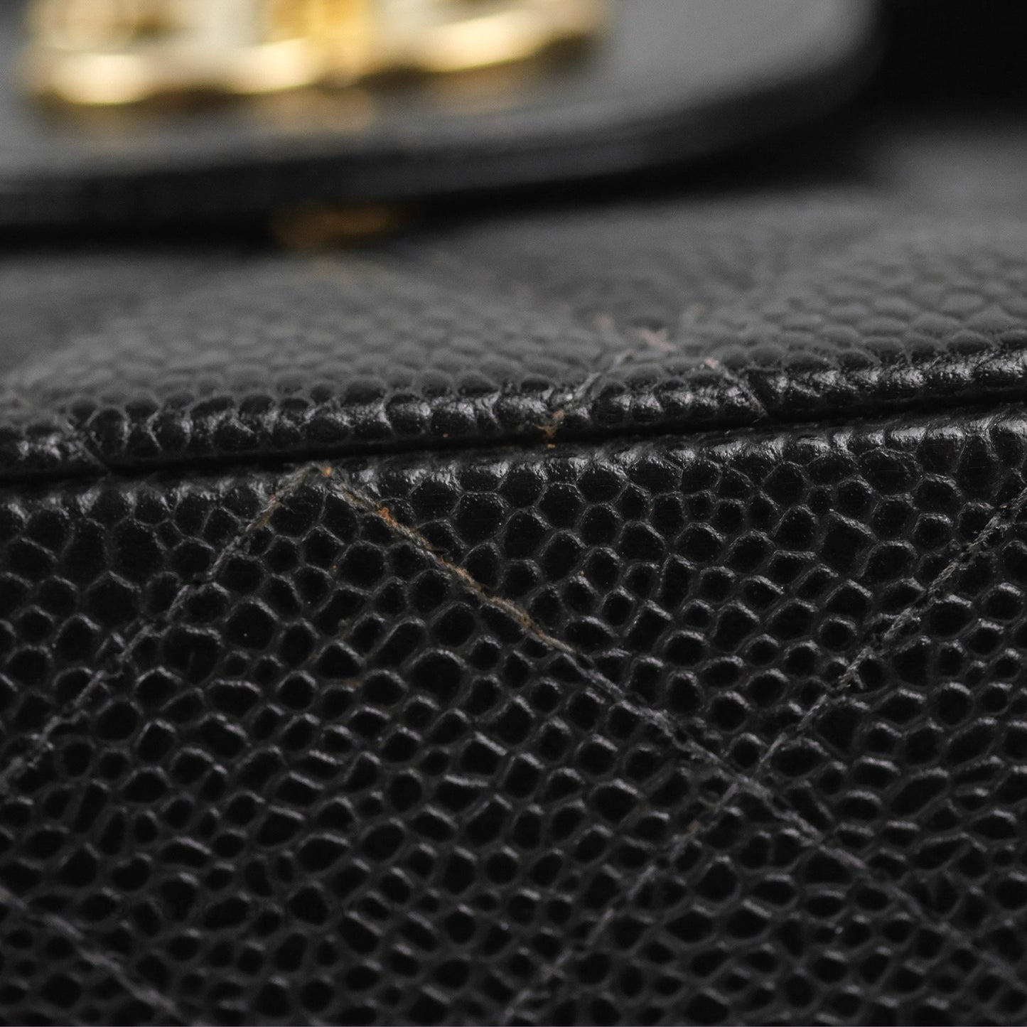 Chanel Vintage Classic M/L Medium Double Flap Black Caviar 24K Gold Hardware