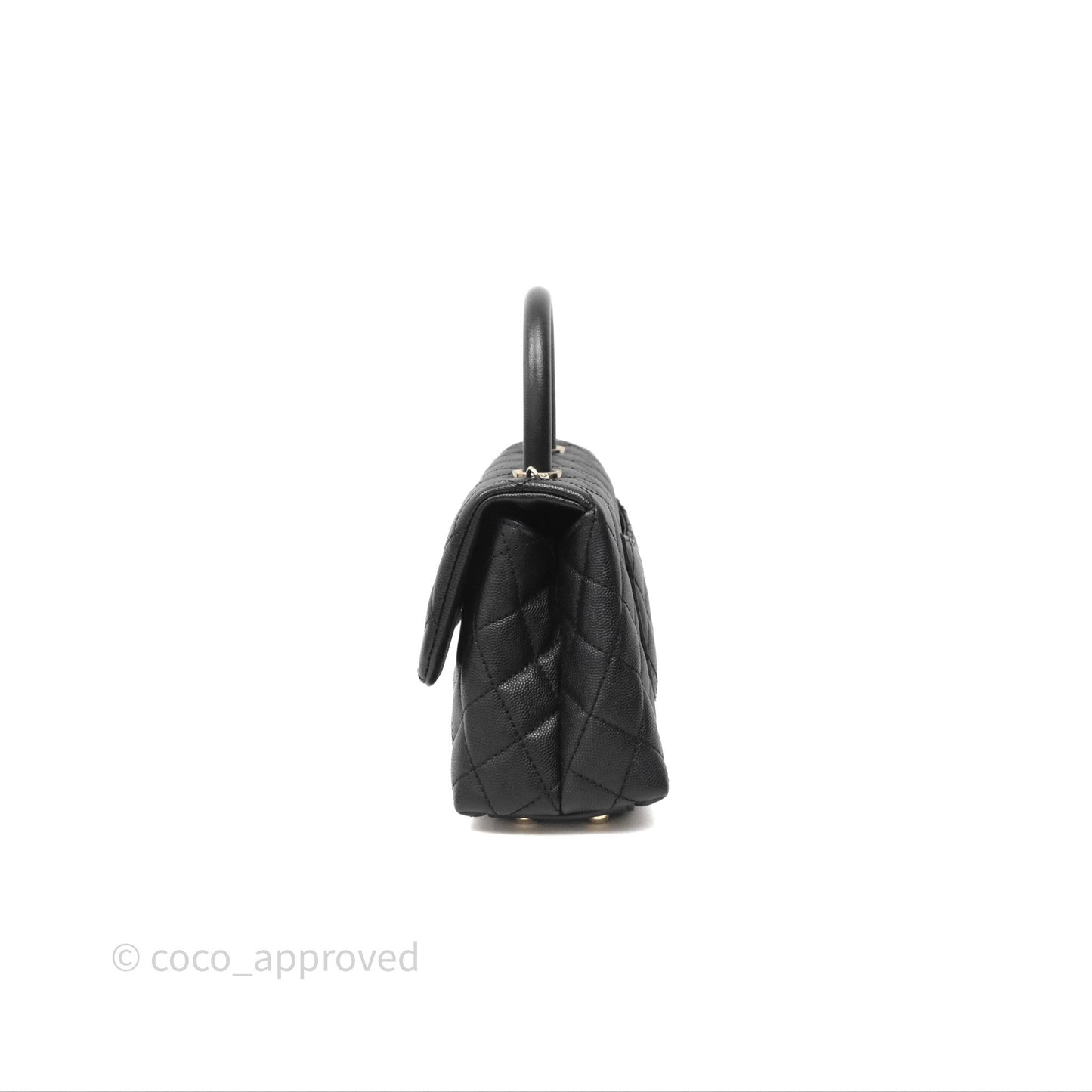 Chanel Small Coco Handle Quilted Black Caviar Gold Hardware