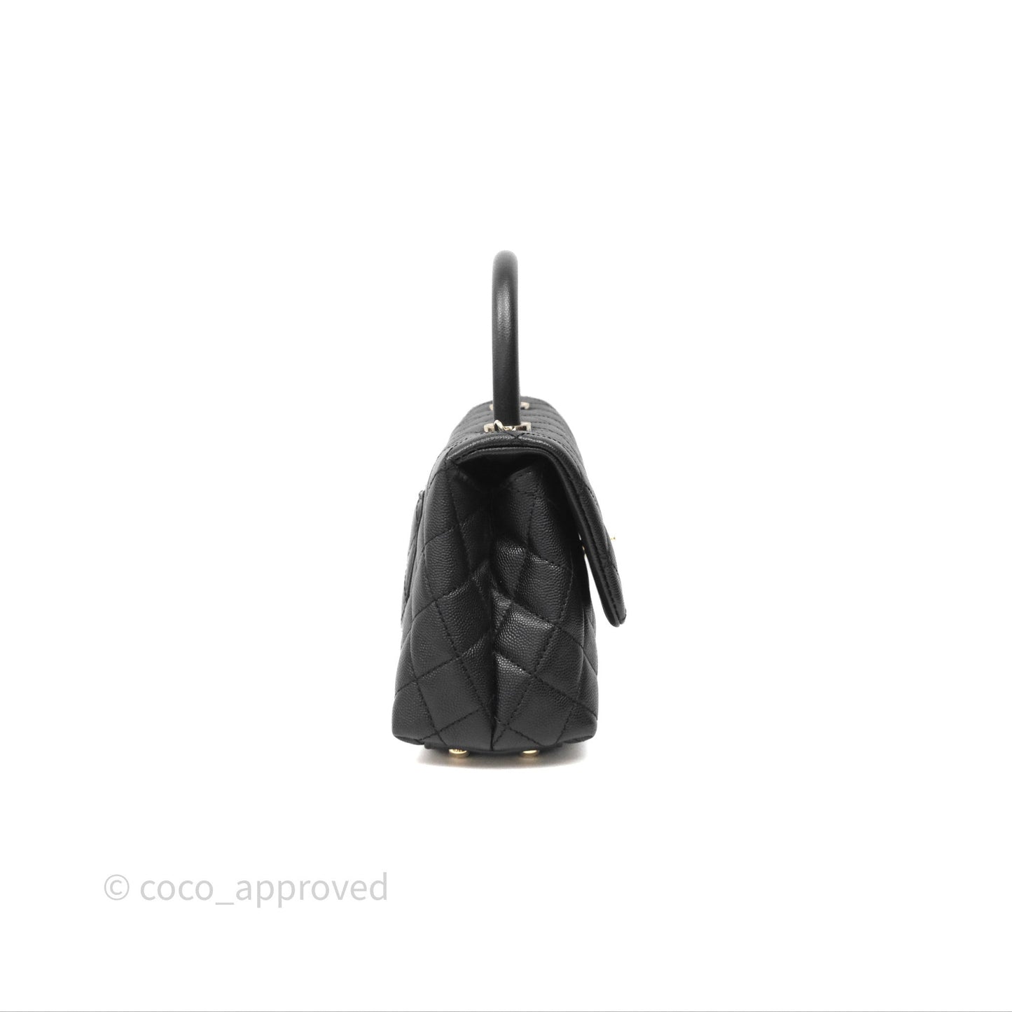 Chanel Small Coco Handle Quilted Black Caviar Gold Hardware
