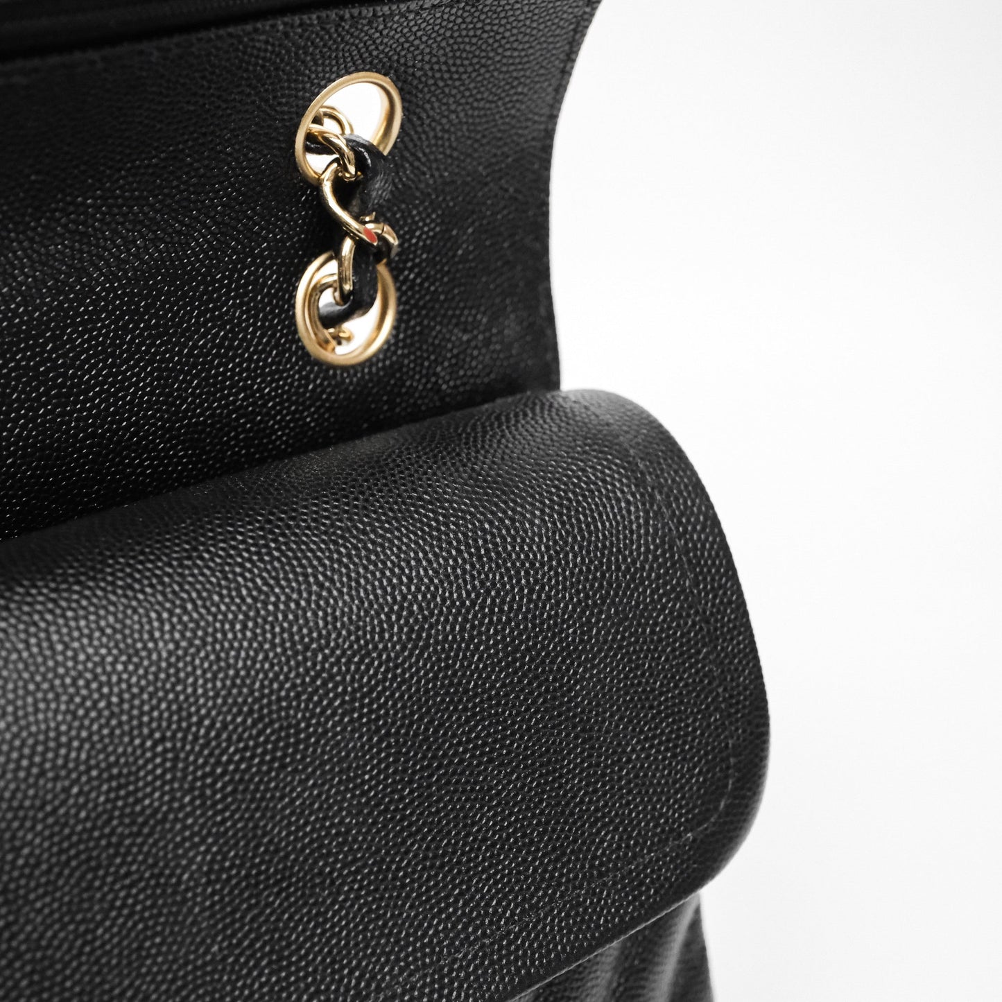 Chanel Classic M/L Medium Flap Chevron Black Caviar Gold Hardware