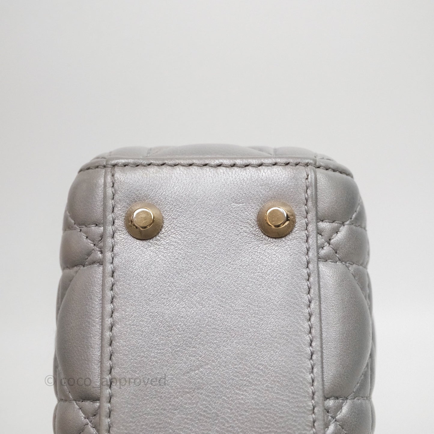 Christian Dior Mini Lady Dior Iridescent Grey Lambskin Cannage Gold Hardware