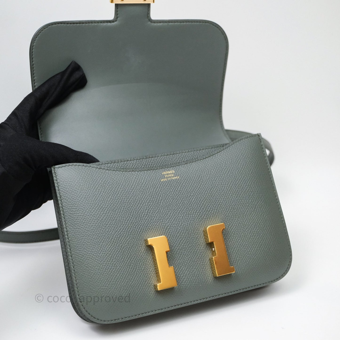 Hermès Constance Mini 18cm Vert Amande 63 Epsom Gold Hardware