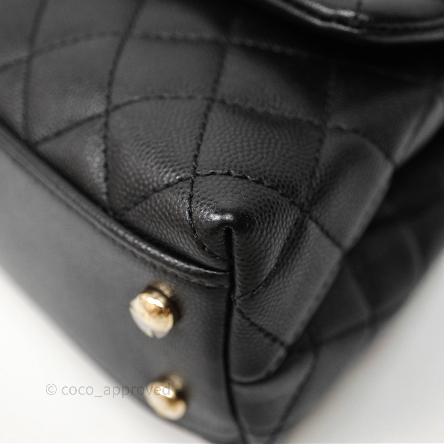 Chanel Small Coco Handle Quilted Black Caviar Gold Hardware