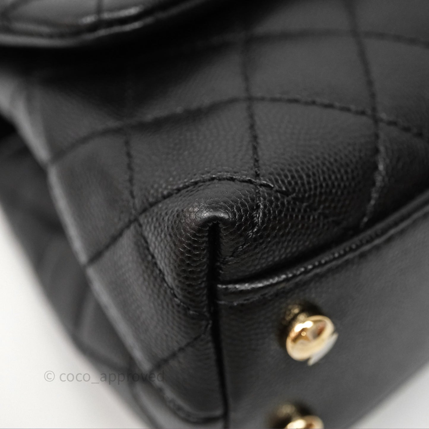Chanel Small Coco Handle Quilted Black Caviar Gold Hardware