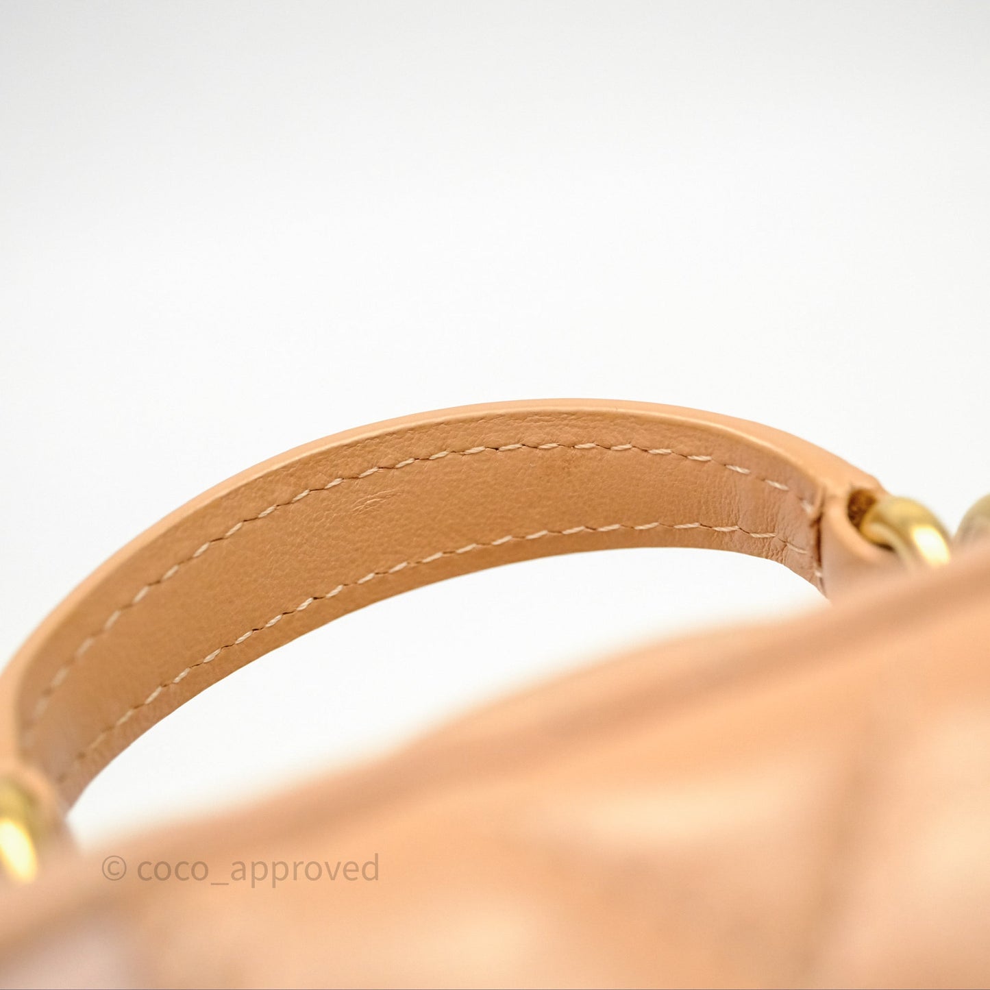 Chanel Mini Top Handle Vanity With Chain Beige Lambskin Aged Gold Hardware
