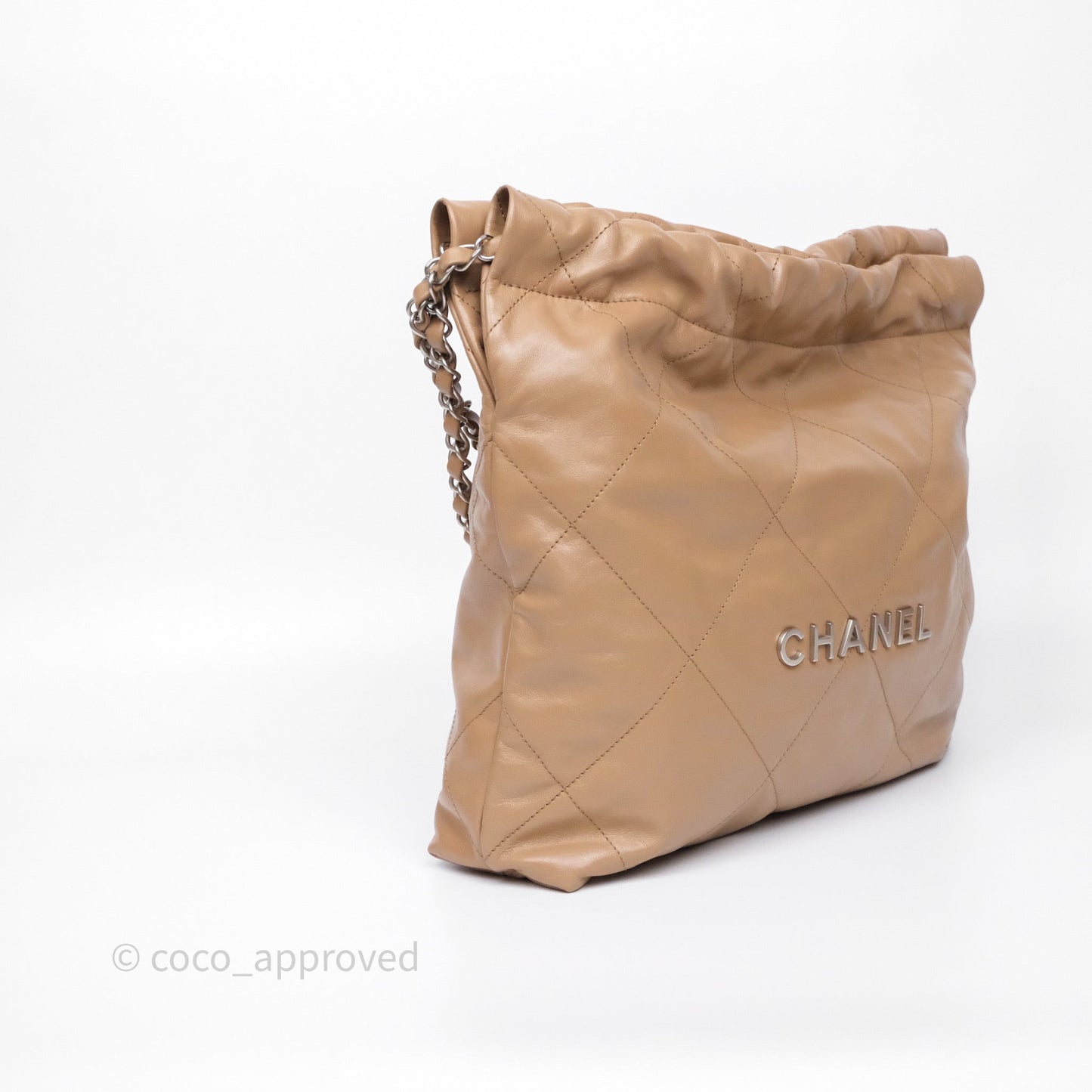 Chanel 22 Small Brown Shiny Calfskin Silver Hardware