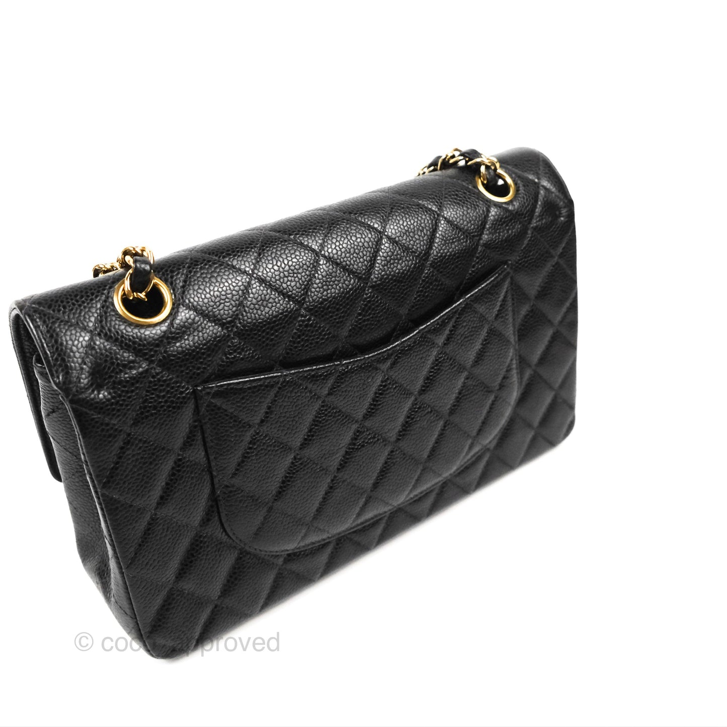 Chanel Vintage Classic M/L Medium Double Flap Black Caviar 24K Gold Hardware