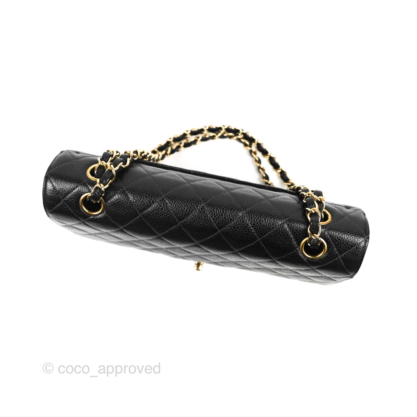 Chanel Vintage Classic M/L Medium Double Flap Black Caviar 24K Gold Hardware