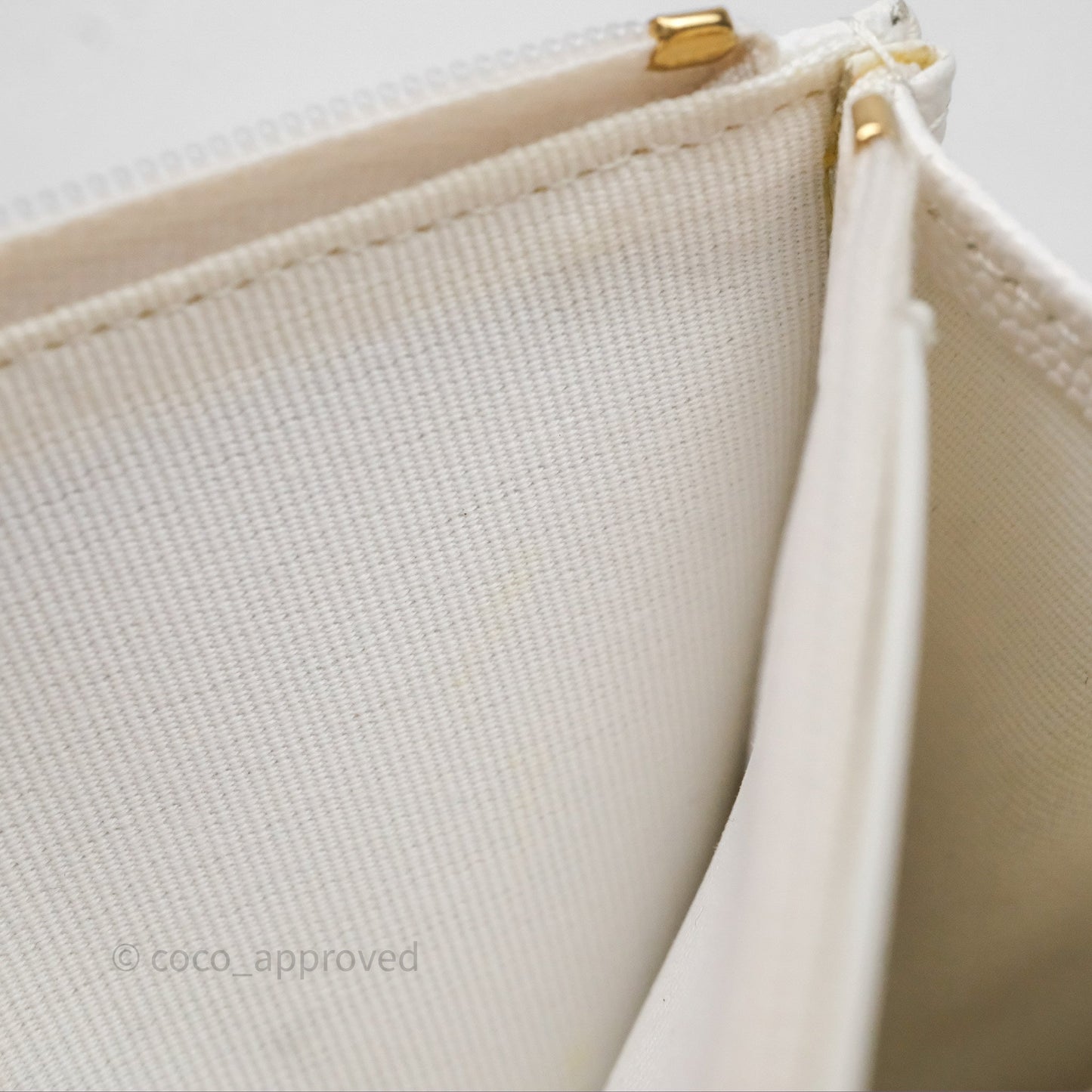 Chanel Quilted Classic Poker Wallet on Chain WOC White Caviar Gold Hardware
