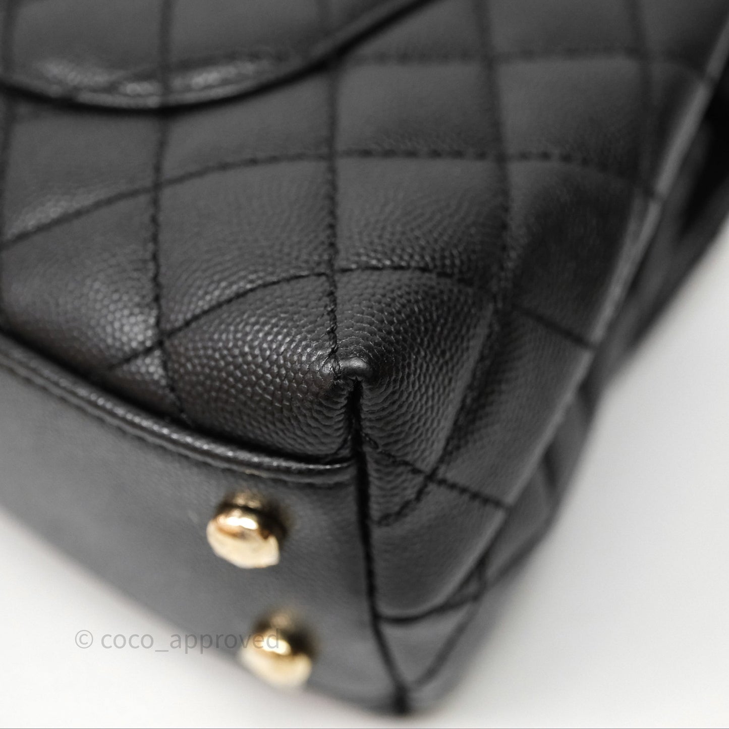 Chanel Small Coco Handle Quilted Black Caviar Gold Hardware
