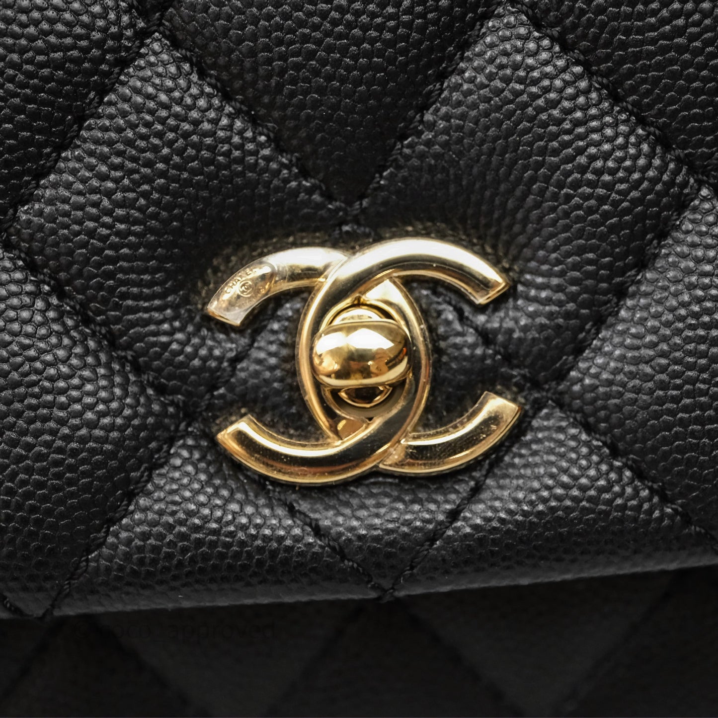 Chanel Small Coco Handle Quilted Black Caviar Gold Hardware