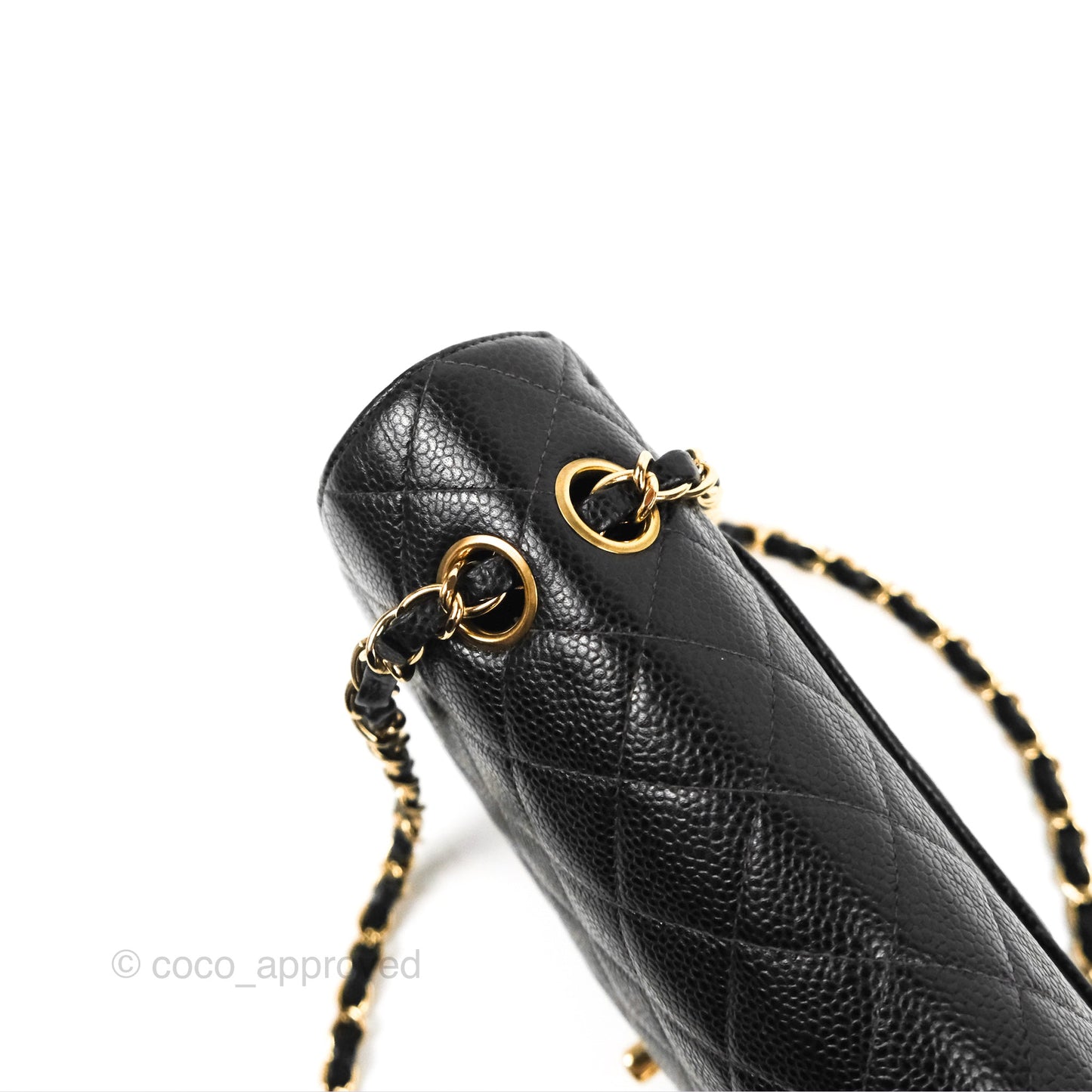 Chanel Vintage Classic M/L Medium Double Flap Black Caviar 24K Gold Hardware