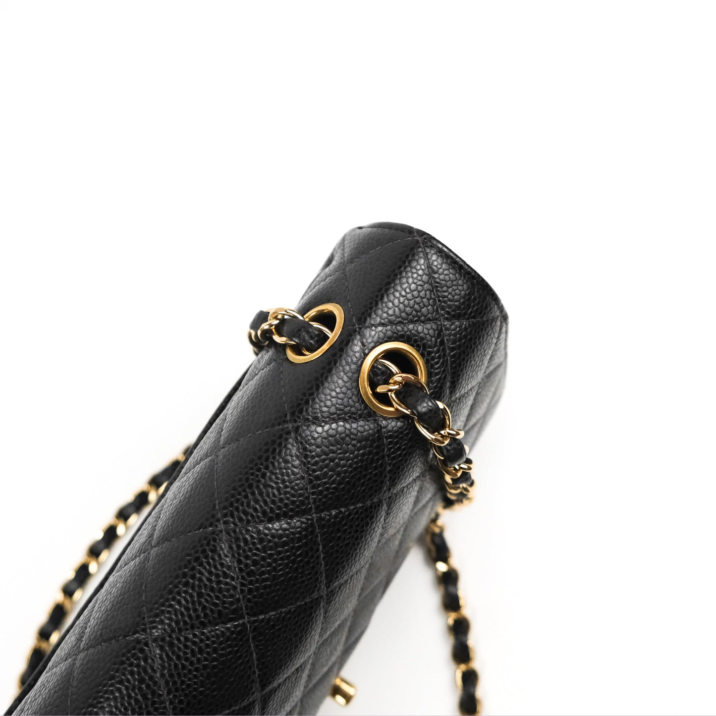 Chanel Vintage Classic M/L Medium Double Flap Black Caviar 24K Gold Hardware