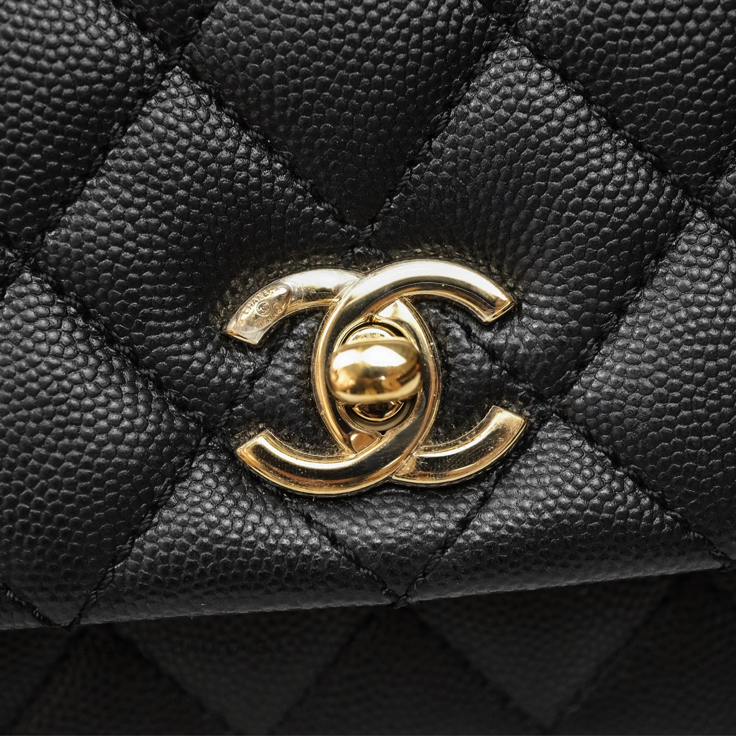 Chanel Small Coco Handle Quilted Black Caviar Gold Hardware