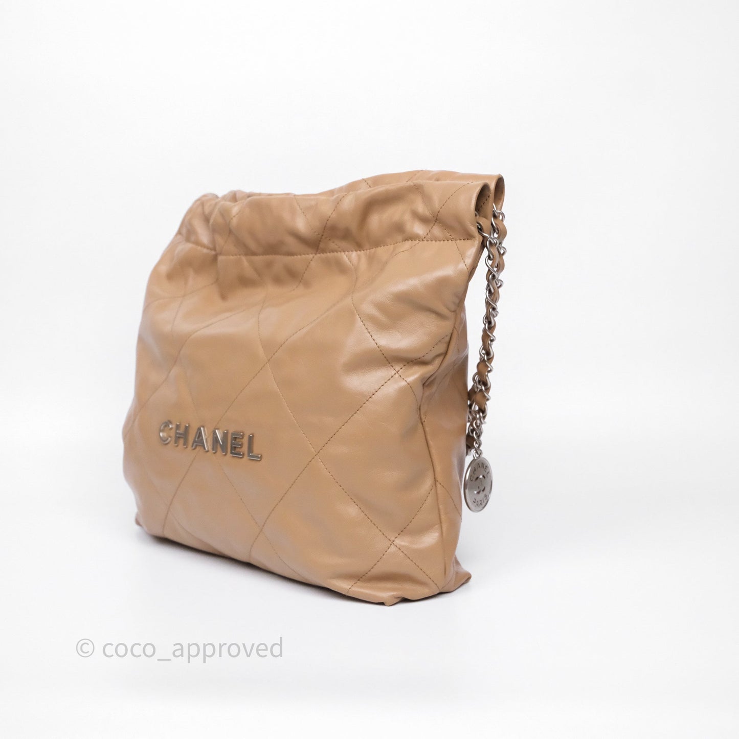 Chanel 22 Small Brown Shiny Calfskin Silver Hardware