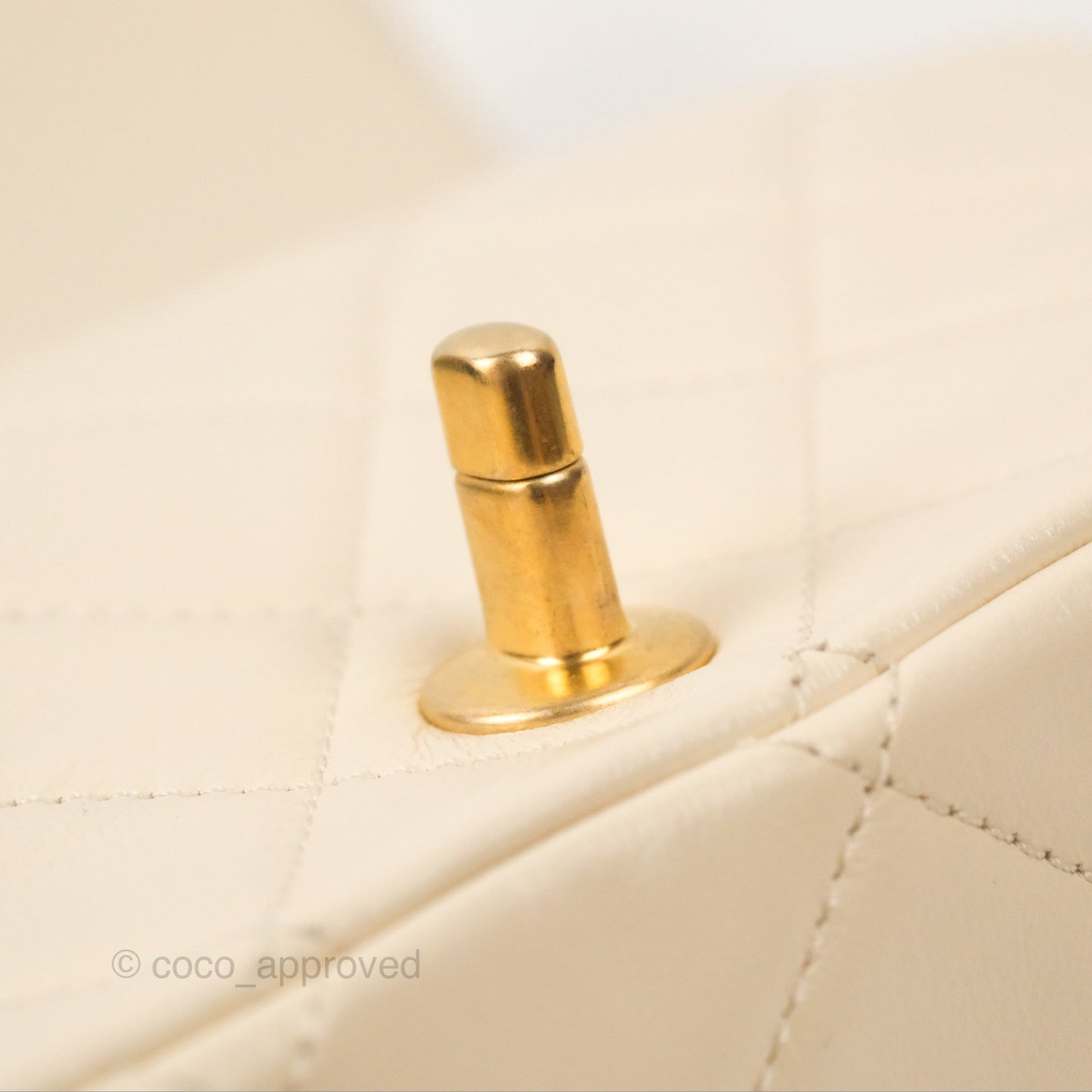 Chanel Mini Rectangular With Pearl Strap Quilted White Goatskin Aged Gold Hardware