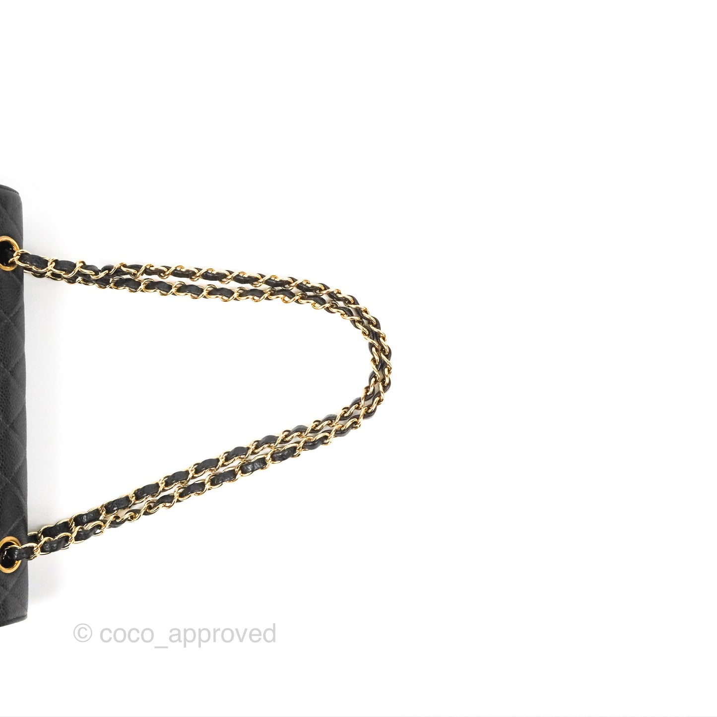 Chanel Vintage Classic M/L Medium Double Flap Black Caviar 24K Gold Hardware