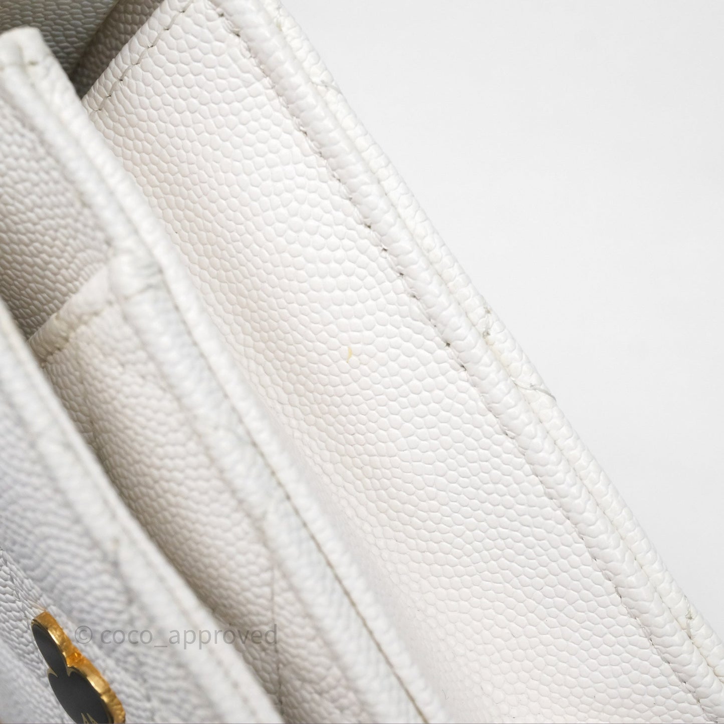 Chanel Quilted Classic Poker Wallet on Chain WOC White Caviar Gold Hardware